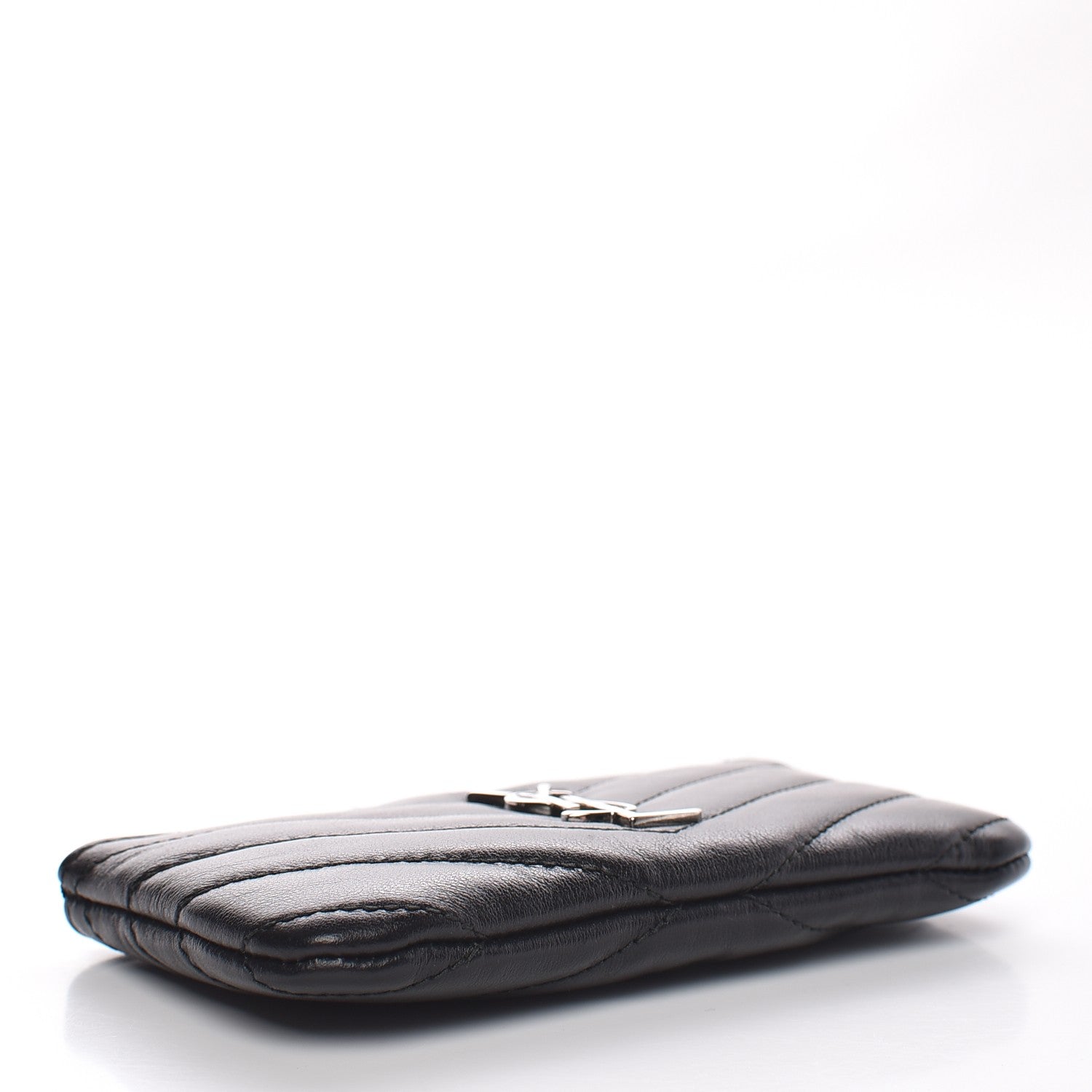 Saint Laurent Calfskin Matelasse Monogram Key Pouch Black 3 of 8