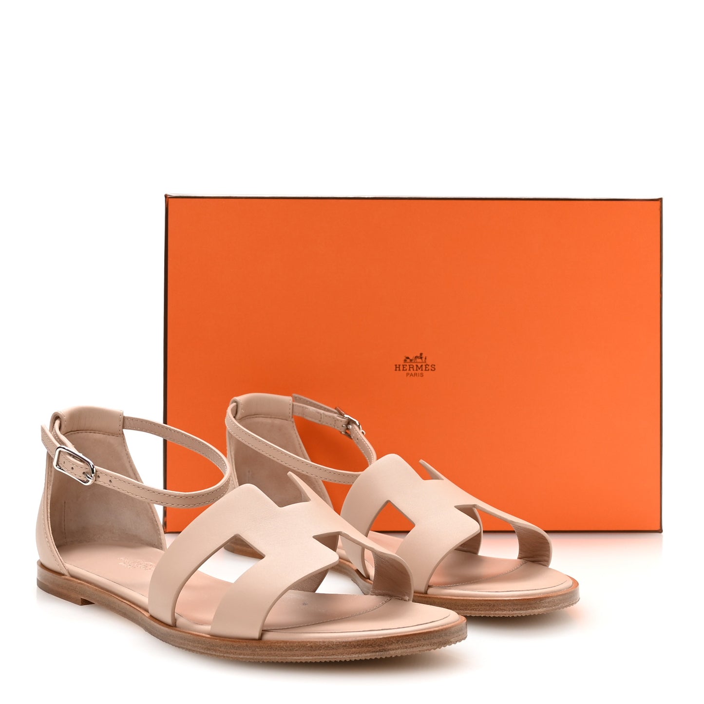 Calfskin Santorini Sandals 38 Beige Camel