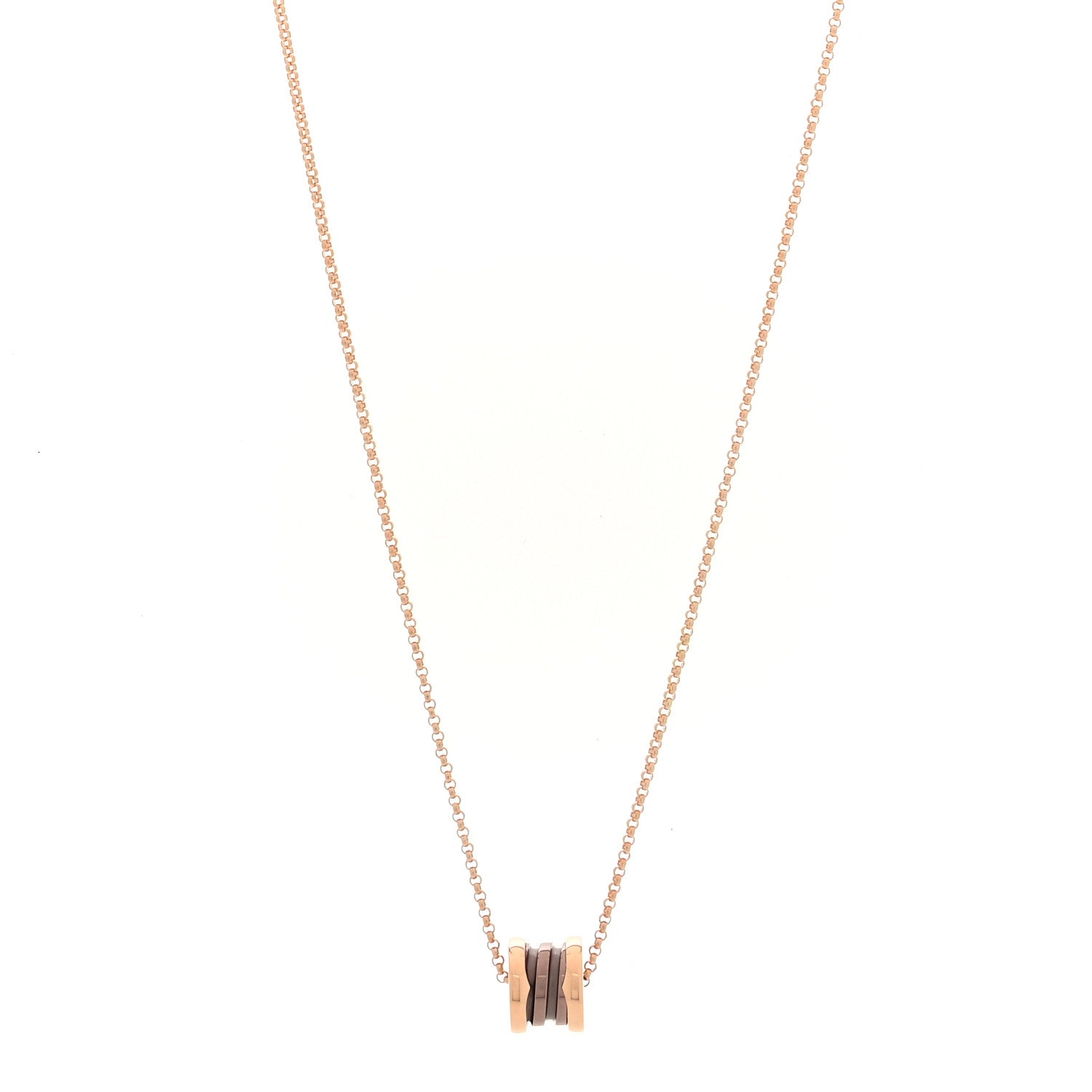 Bulgari 18K Rose Gold Cermet Small B.Zero1 Pendant Necklace 1 of 5