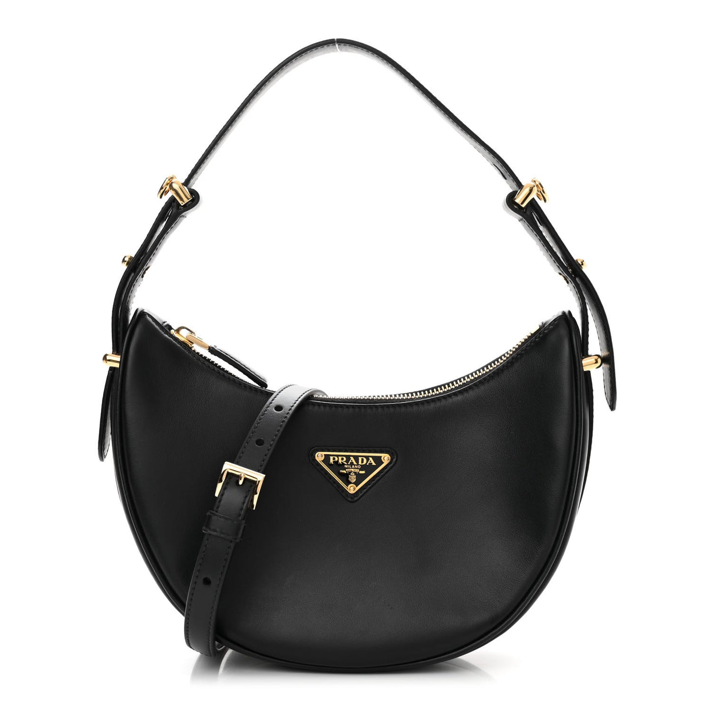 Soft Calfskin Arque Shoulder Bag Black