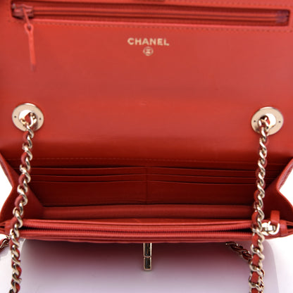 Chanel Lambskin Quilted Trendy CC Wallet On Chain WOC Orange 5 of 11