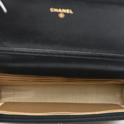 Chanel Lambskin Quilted CC Pearl Crush Wallet on Chain WOC Black 5 of 12