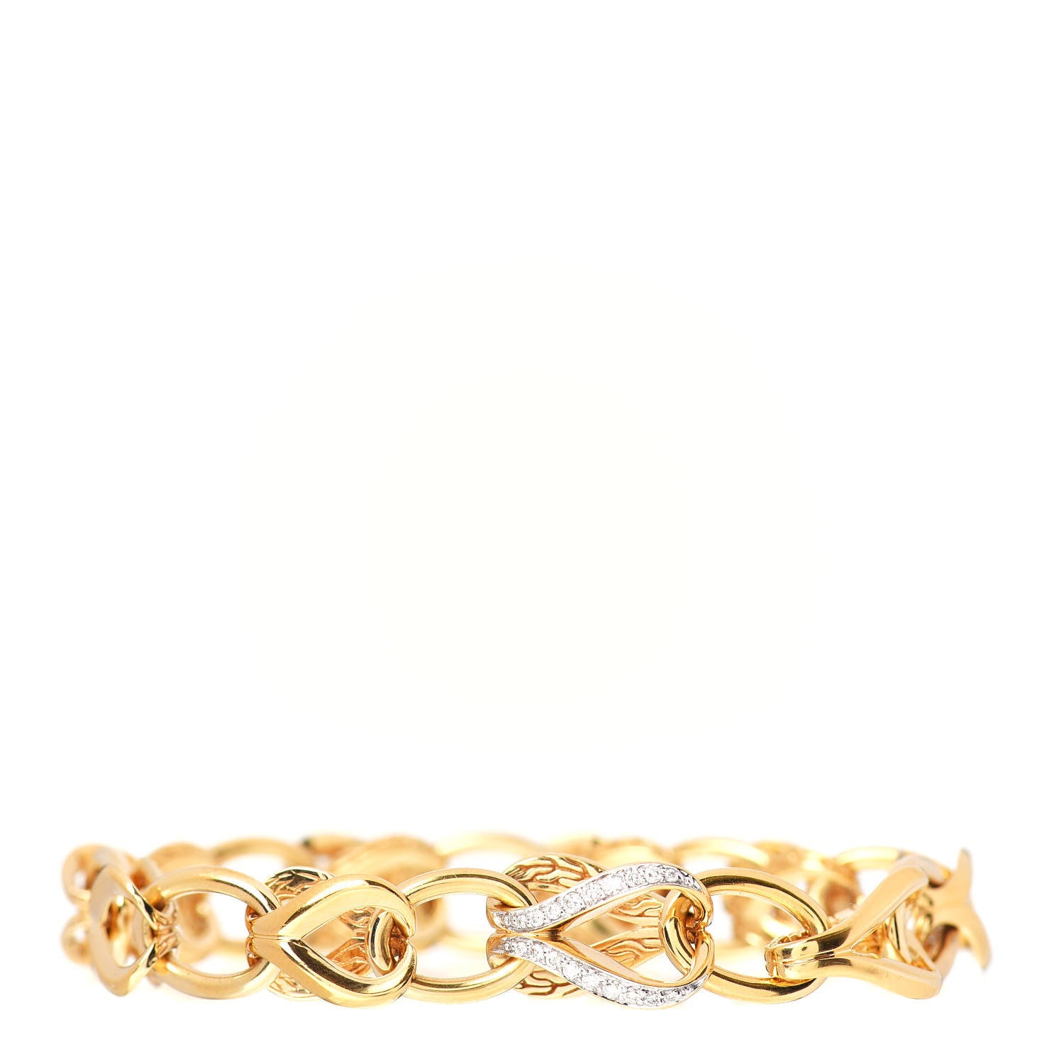 John Hardy 18K Yellow Gold Diamond Asli Link Chain Bracelet 1 of 4
