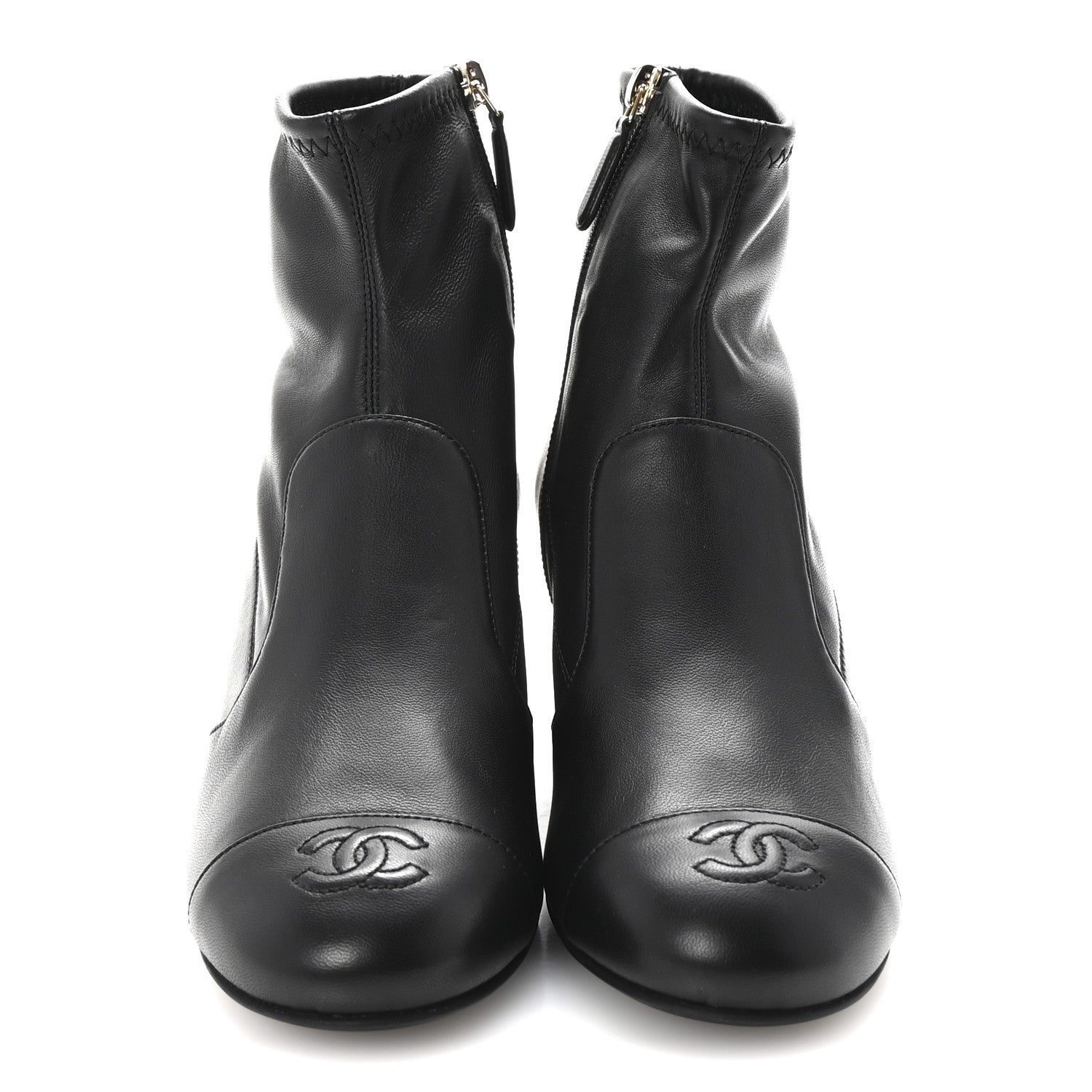 Chanel Stretch Lambskin Cap Toe CC Short Boots 37.5 Black 3 of 10
