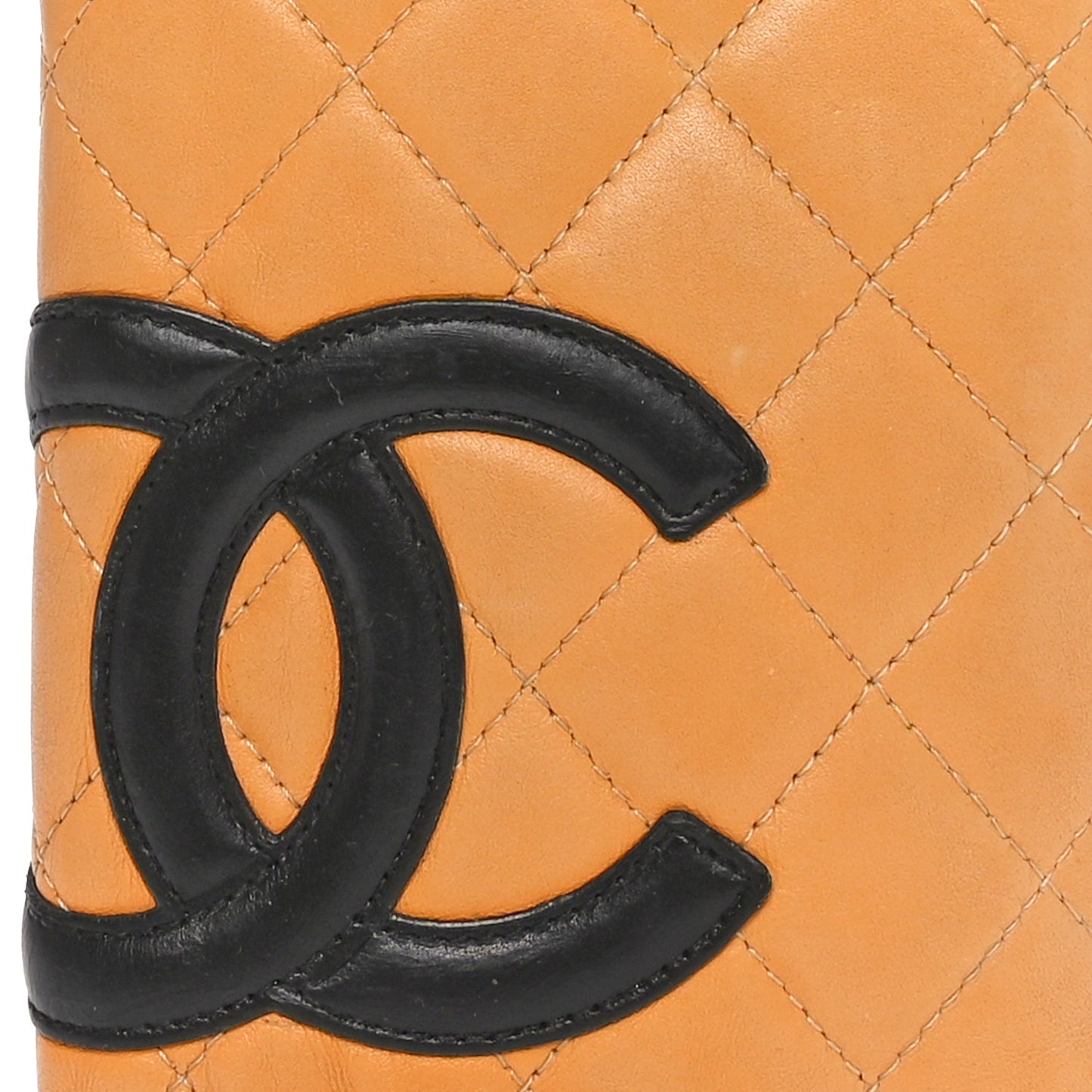 Calfskin Quilted Cambon Yen Wallet Beige Black