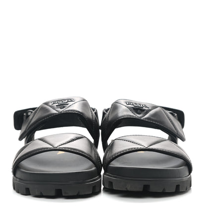 Prada Nappa Logo Quilted 20mm Sport Sandals 36 Black 2 of 8