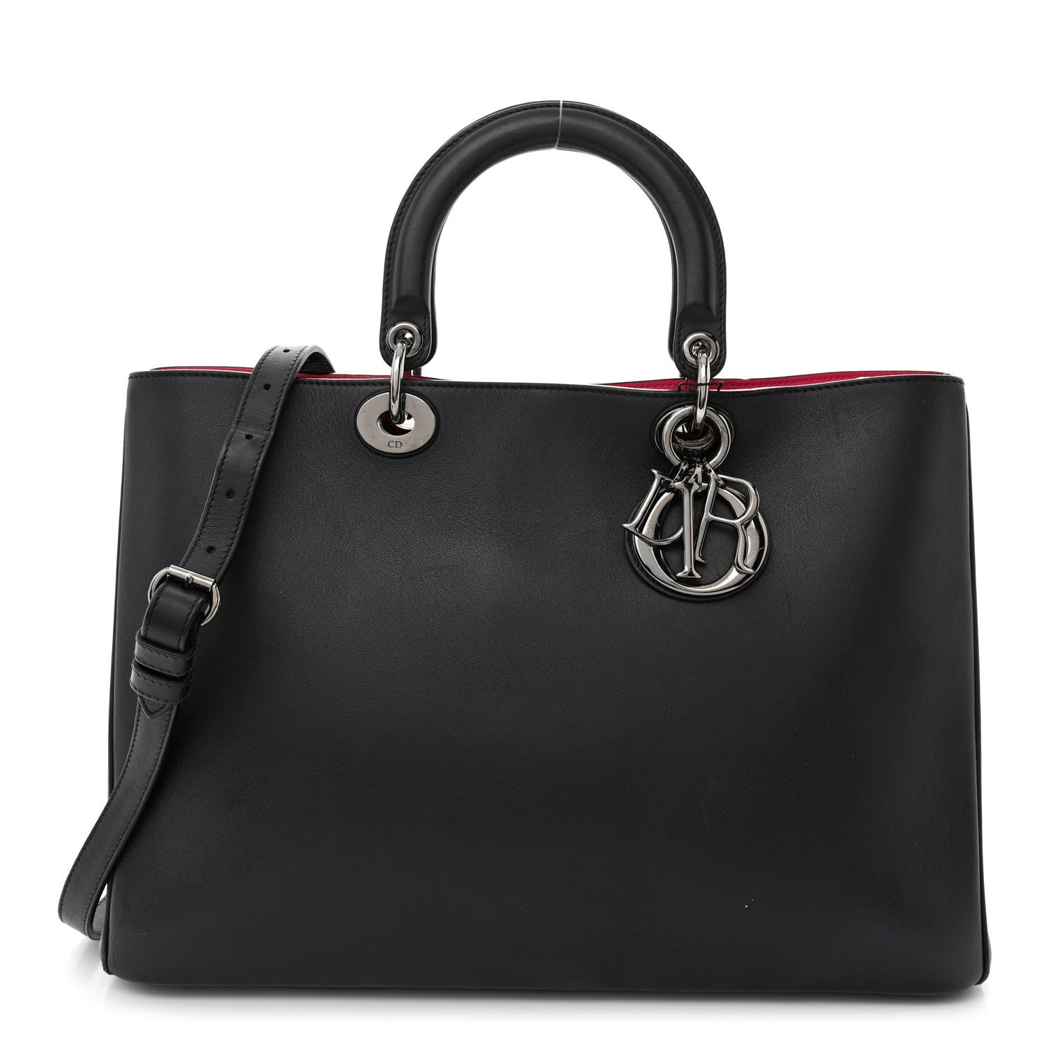 Christian Dior Smooth Calfskin Large Diorissimo Tote Black Rose Indien 1 of 21