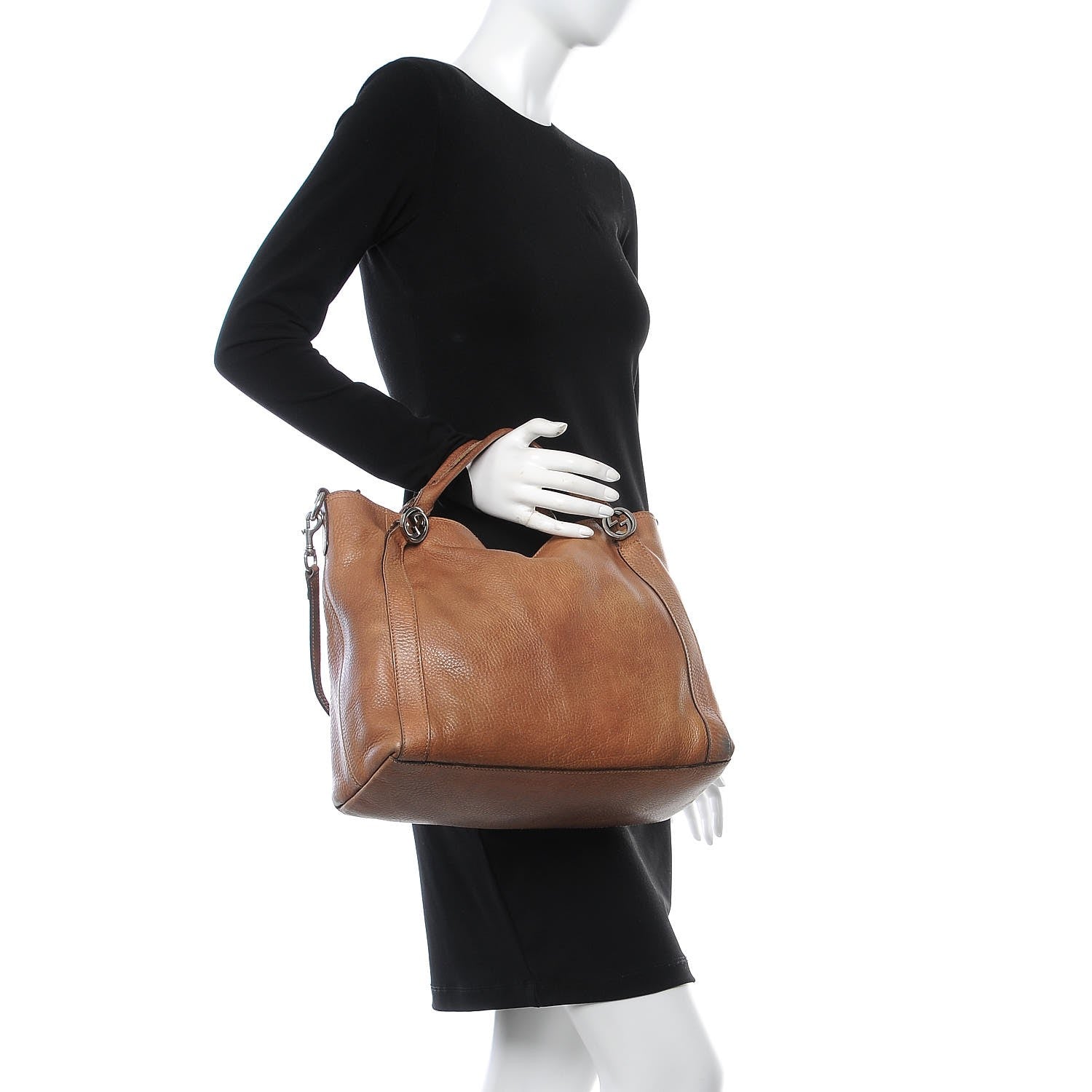 Gucci Pebbled Calfskin Medium Miss GG Top Handle Bag Light Cuir 3 of 9