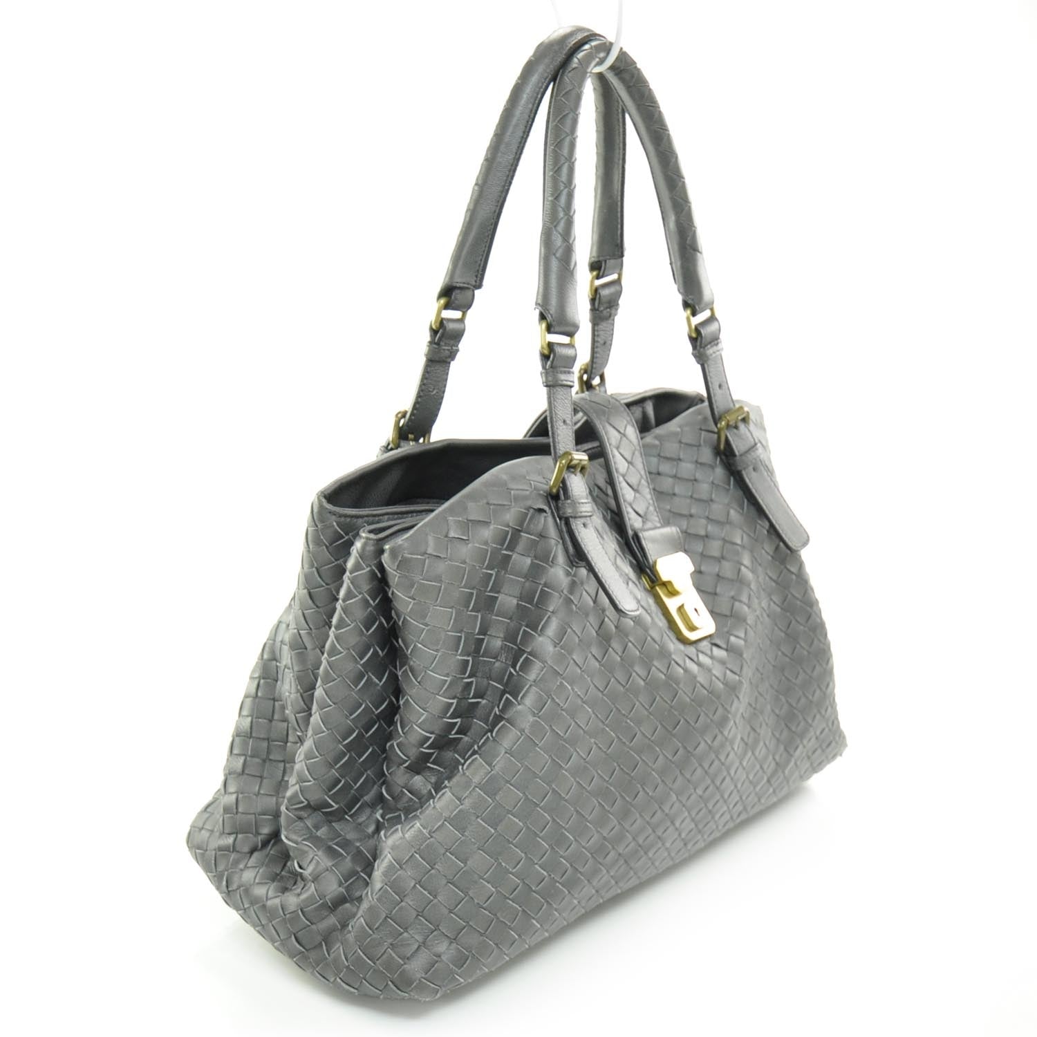Bottega Veneta Leather Intrecciato Medium Roma Tote Ferro Gray 3 of 9