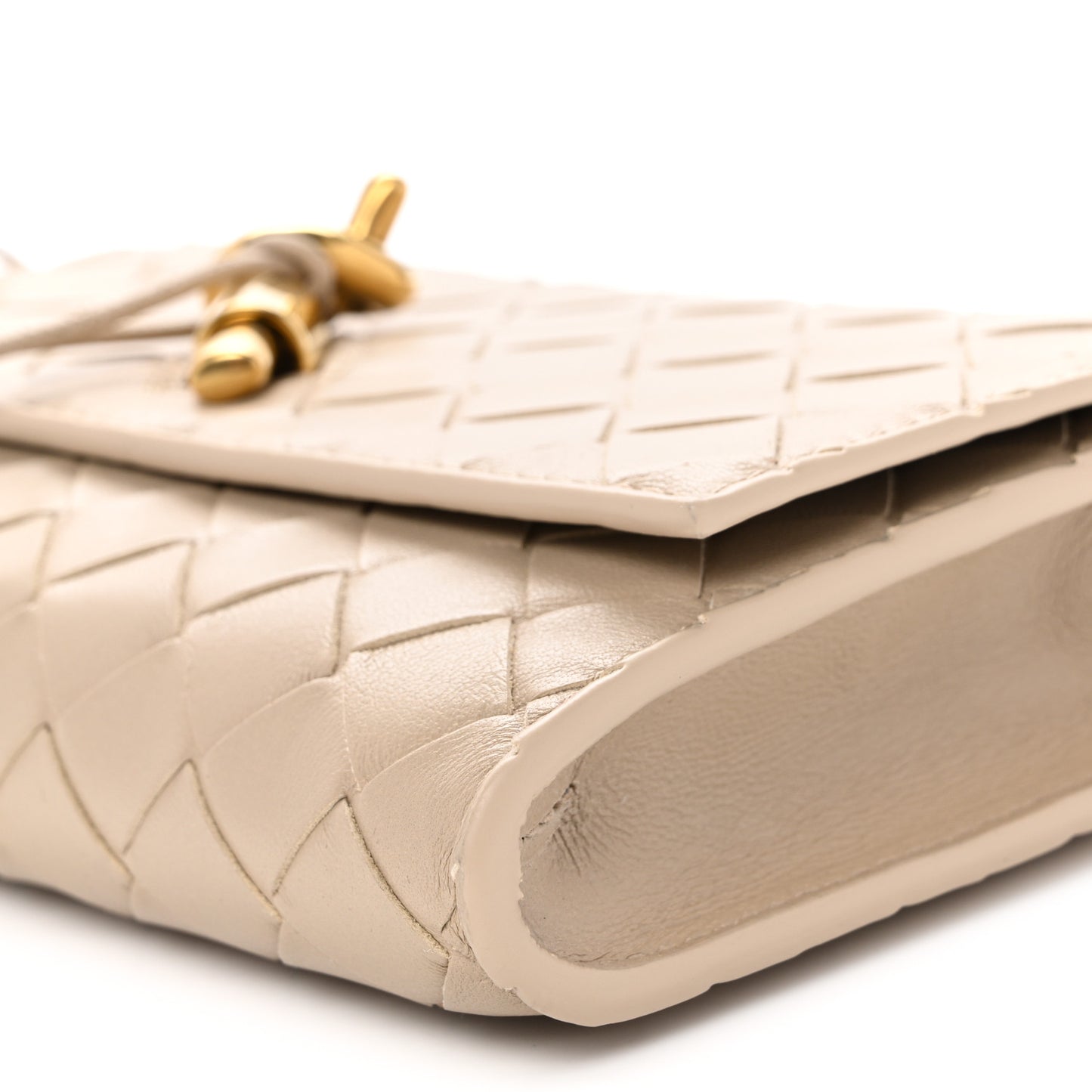 Nappa Intrecciato Andiamo Pouch On Strap Ecru
