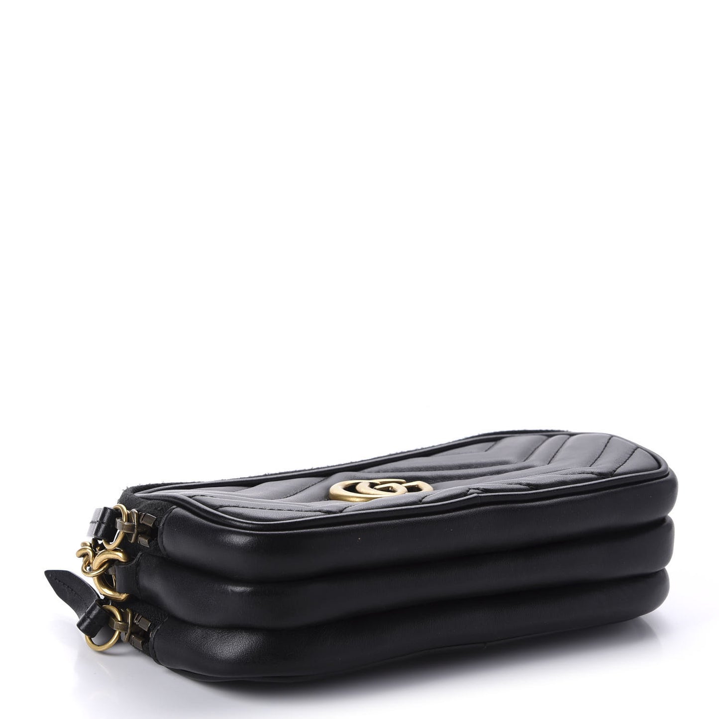 Calfskin Matelasse Mini GG Marmont Chain Crossbody Bag Black