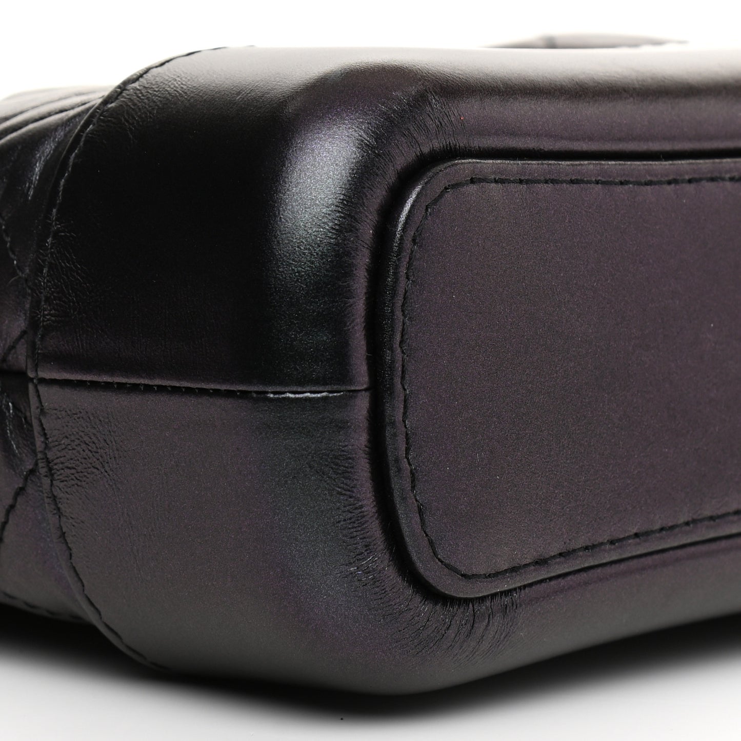 Iridescent Aged Calfskin Quilted Small Gabrielle Hobo Black