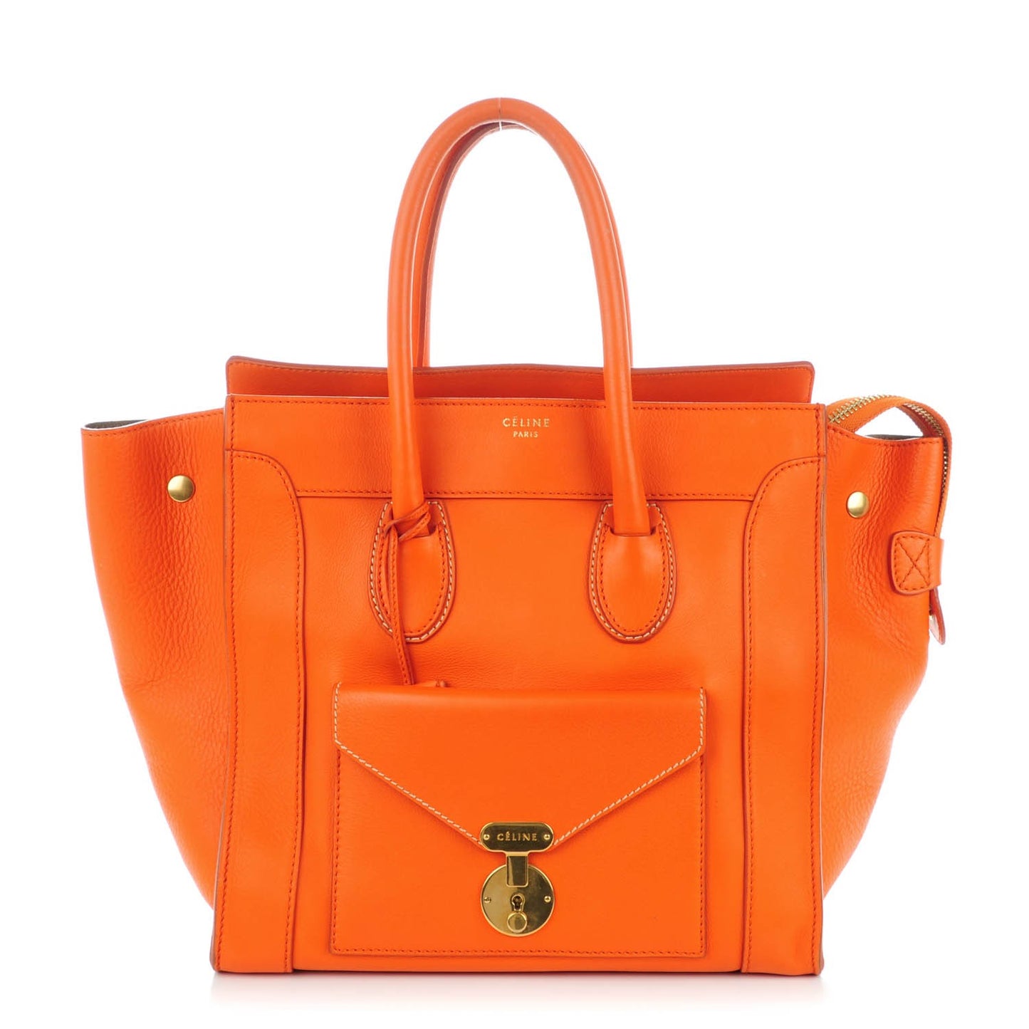 Smooth Calfskin Mini Envelope Luggage Orange