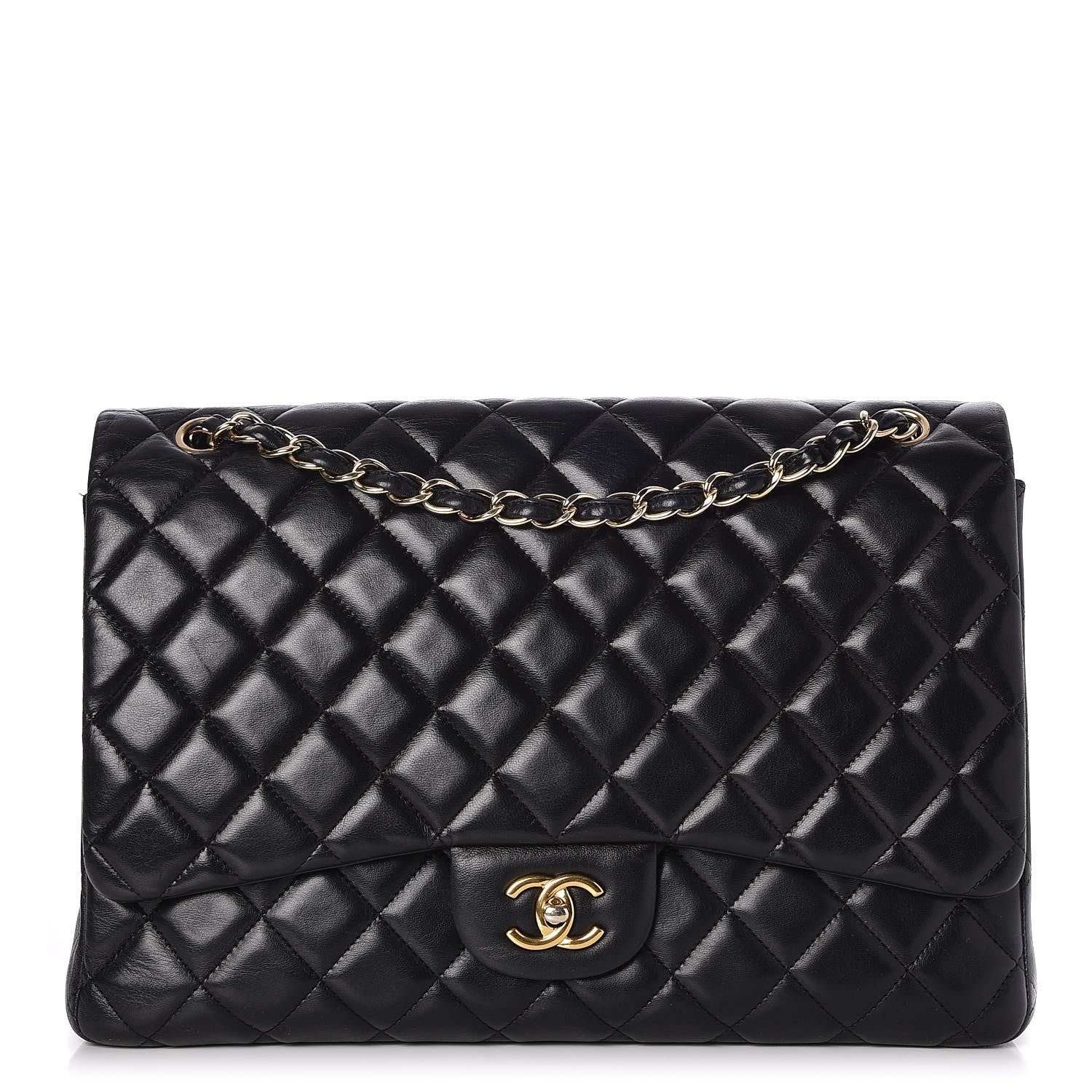 Chanel Lambskin Quilted Maxi Single Flap Black 1 of 8