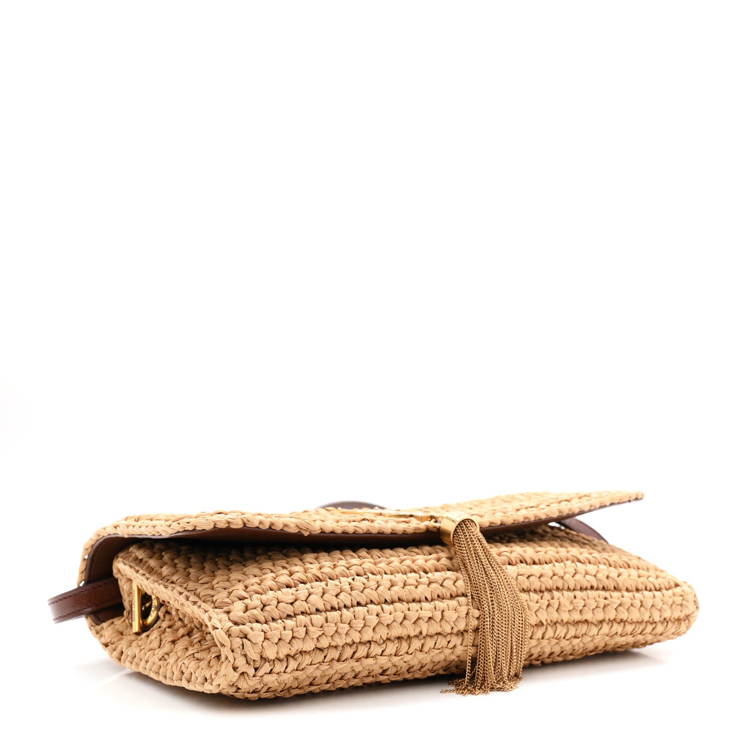 Saint Laurent Raffia Monogram Tassel Kate 99 Dark Nude 4 of 10