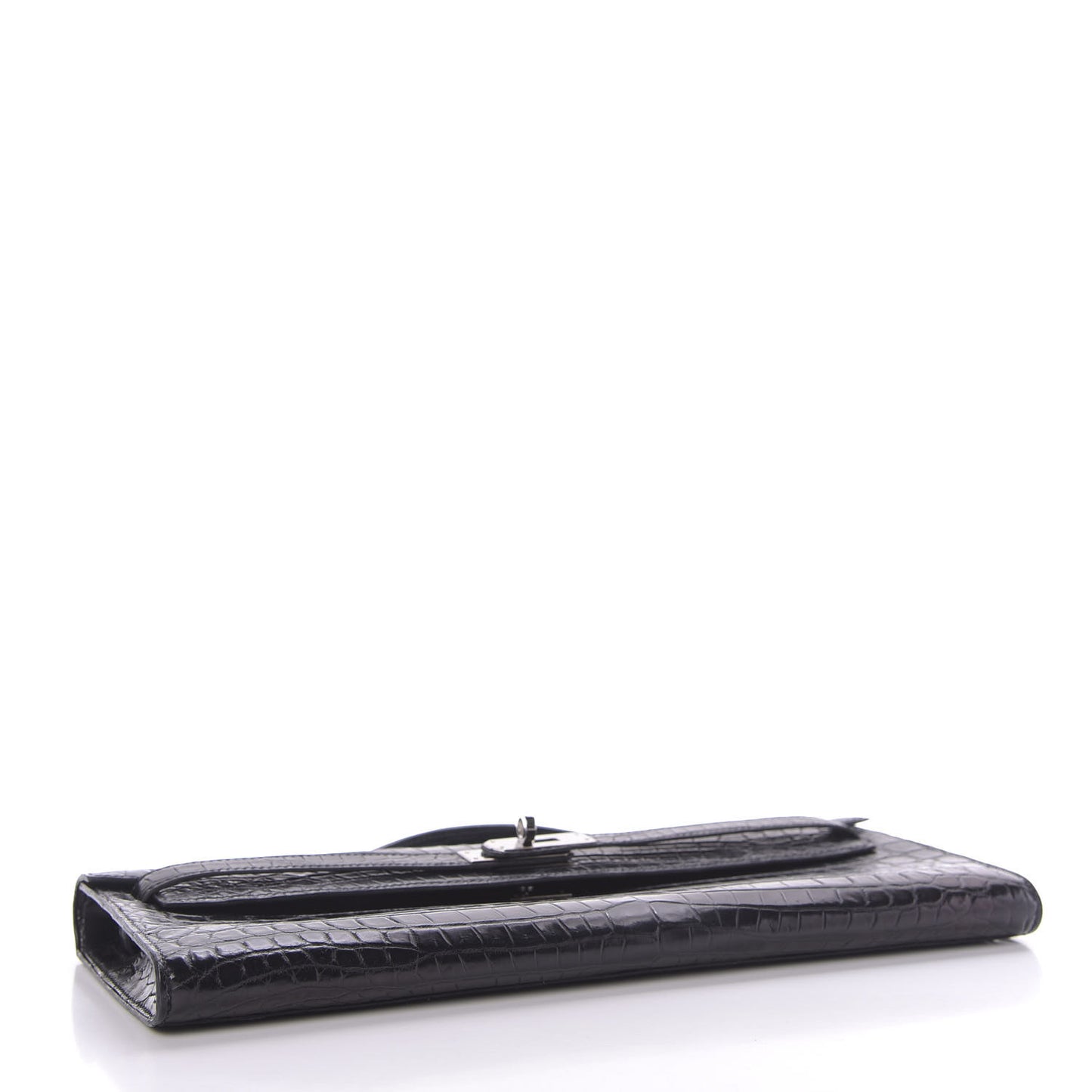 Matte Niloticus Crocodile Kelly Cut Pochette Black