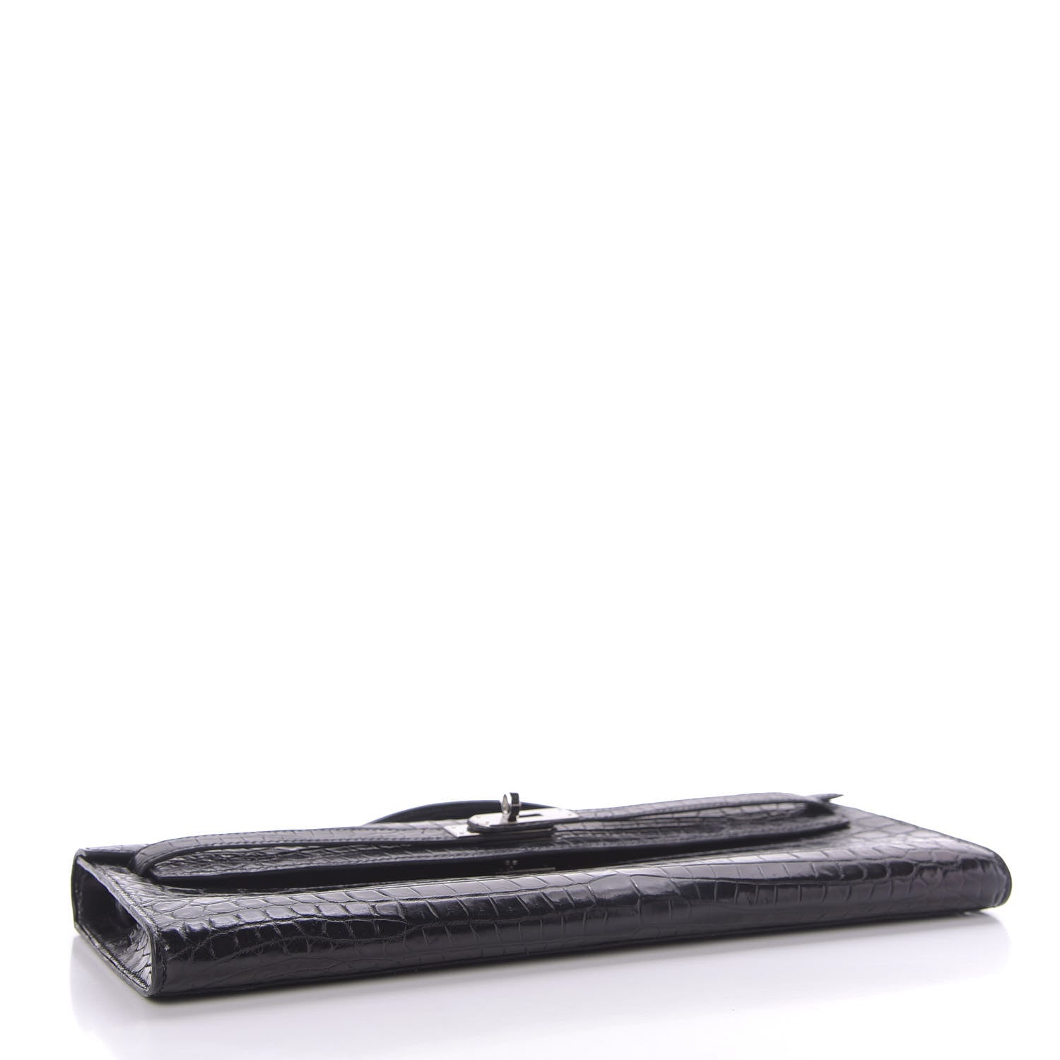 Hermes Matte Niloticus Crocodile Kelly Cut Pochette Black 4 of 9