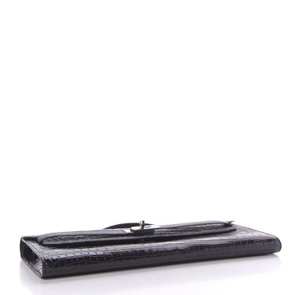 Hermes Matte Niloticus Crocodile Kelly Cut Pochette Black 4 of 9