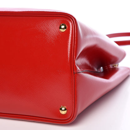 Prada Saffiano Vernice Medium Double Bag Rosso 9 of 23
