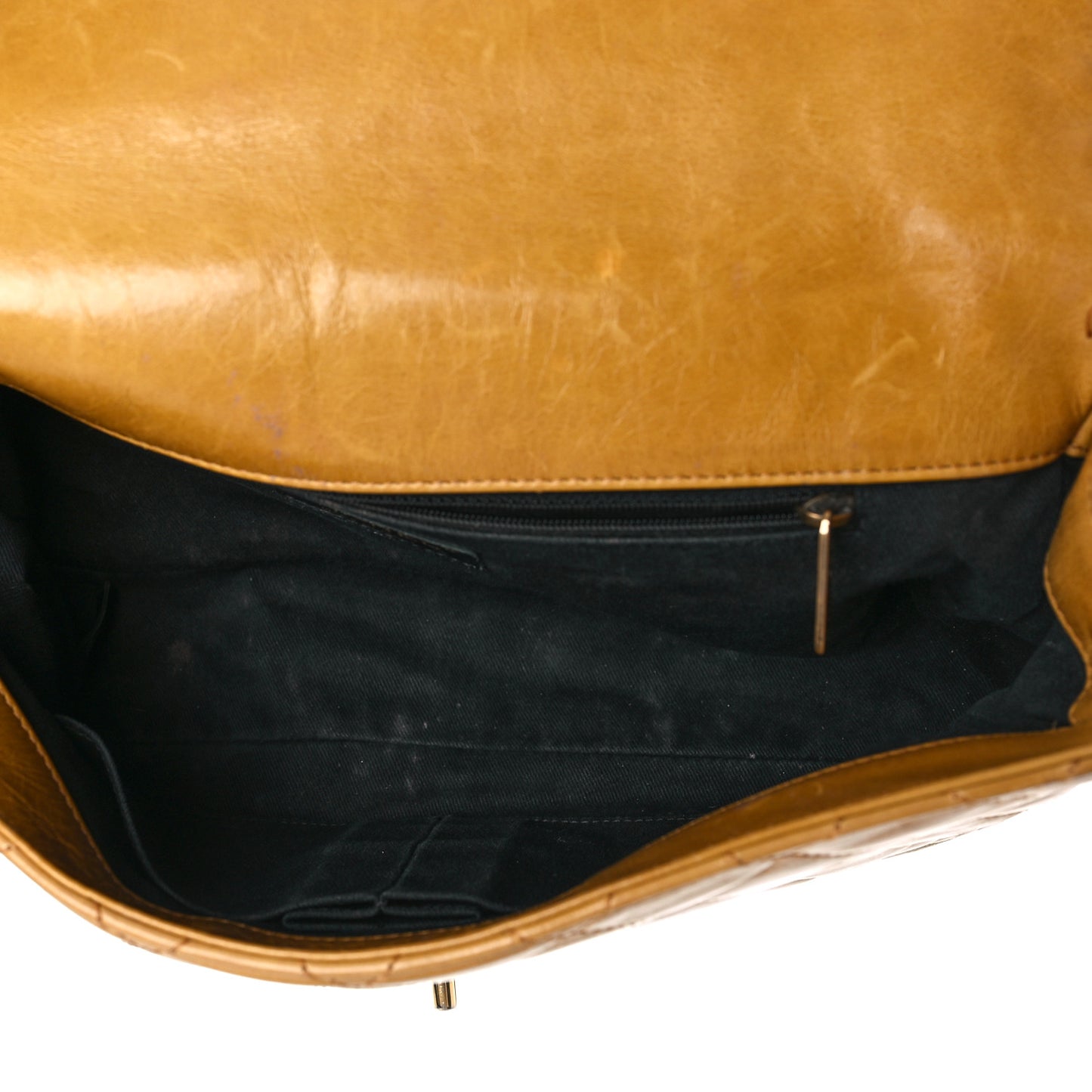Glazed Calfskin Castle Rock Medium Flap Yellow