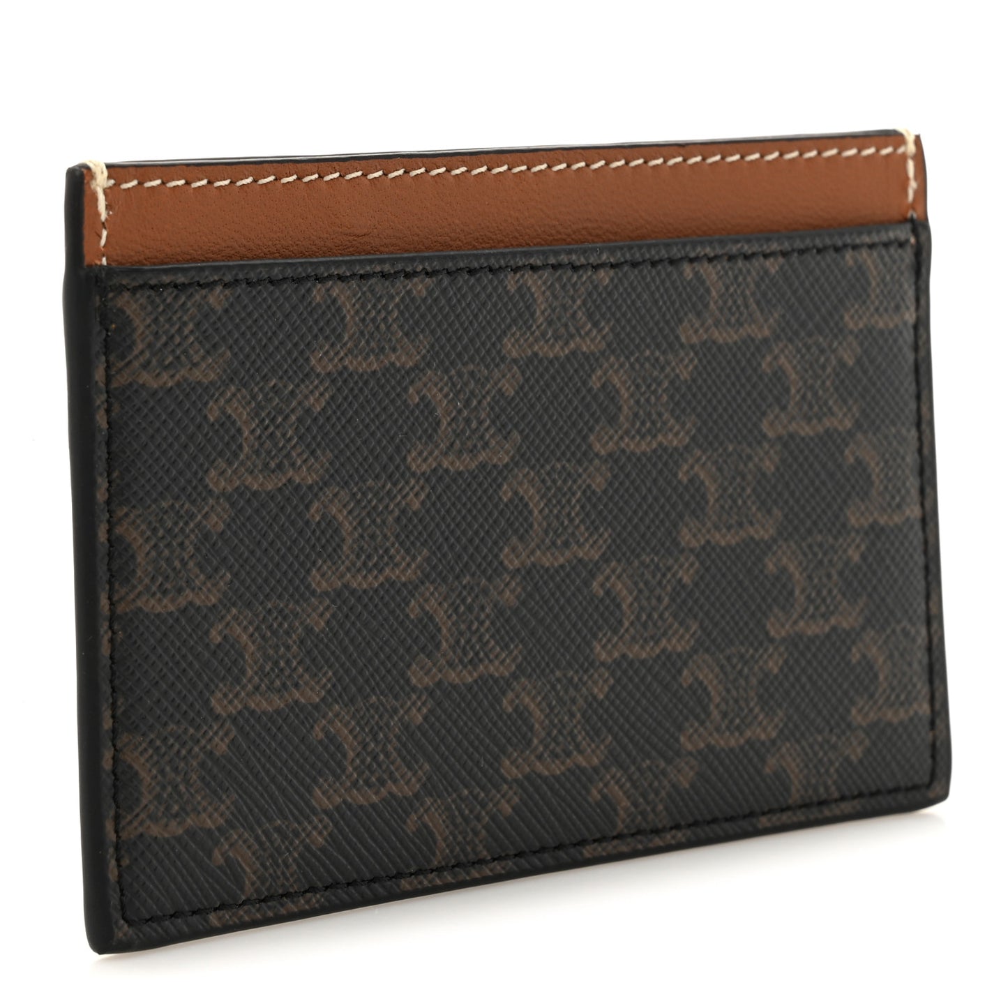 Triomphe Canvas Card Holder Multicolor Tan