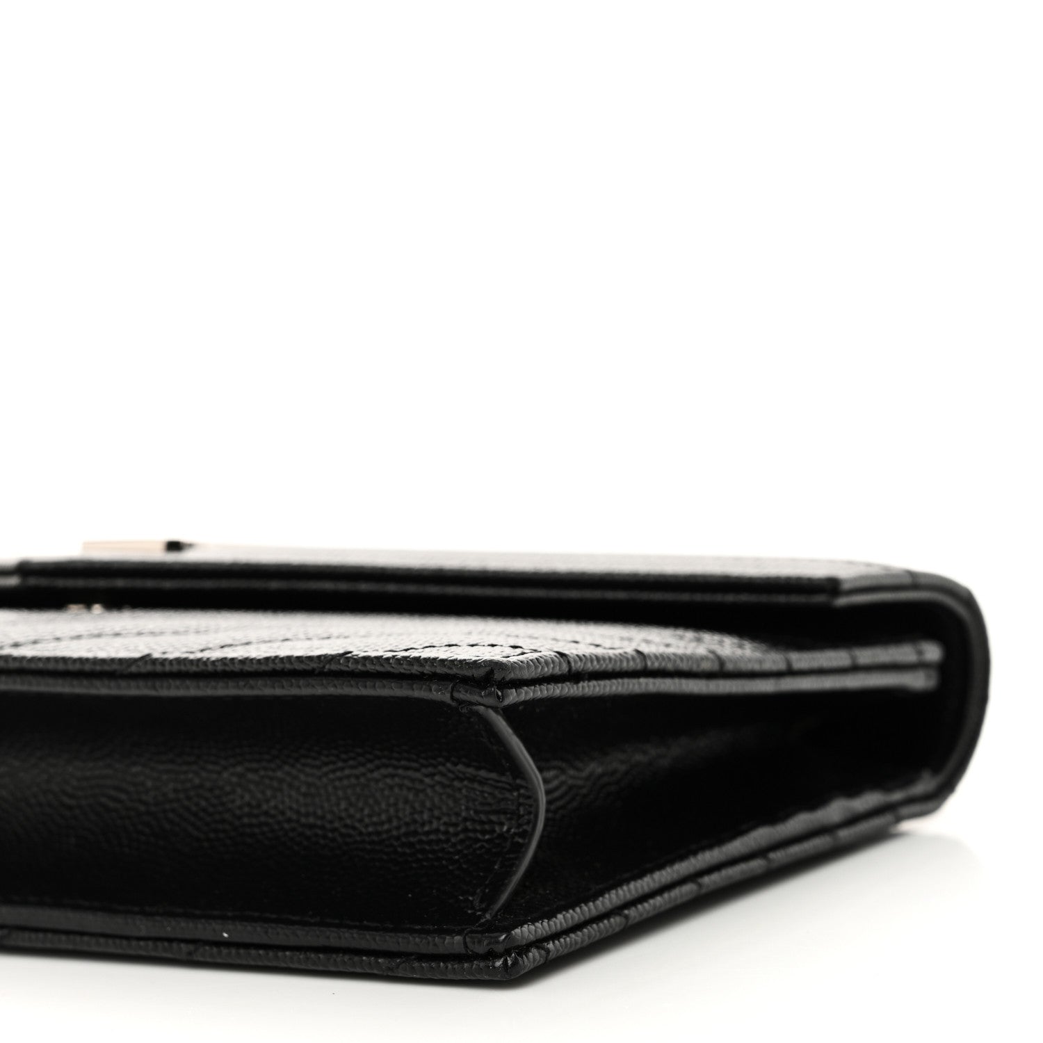 Saint Laurent Grain De Poudre Matelasse Chevron Monogram Envelope Chain Wallet Black 9 of 10
