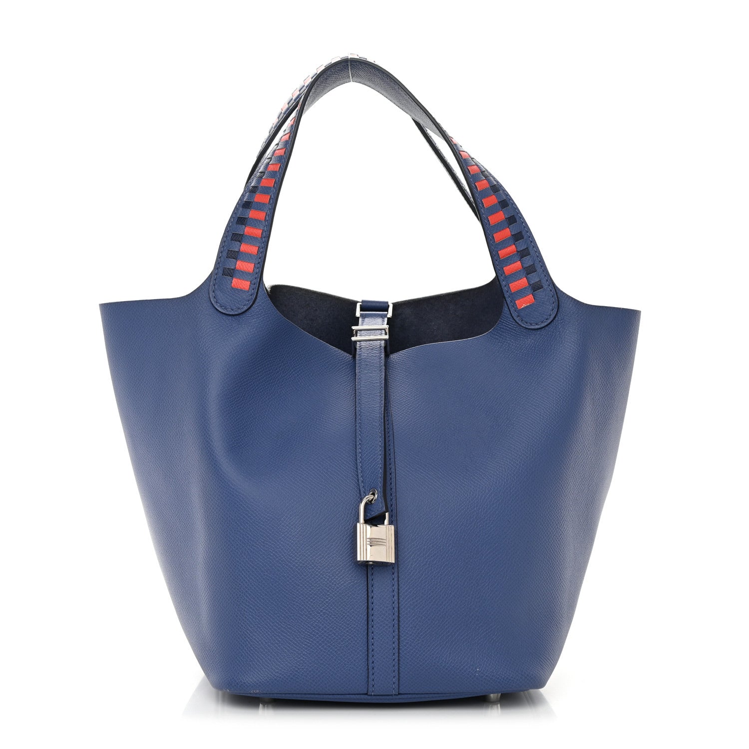 Hermes Epsom Tressage De Cuir Picotin Lock 22 MM Bleu Encre Brique Black 1 of 17