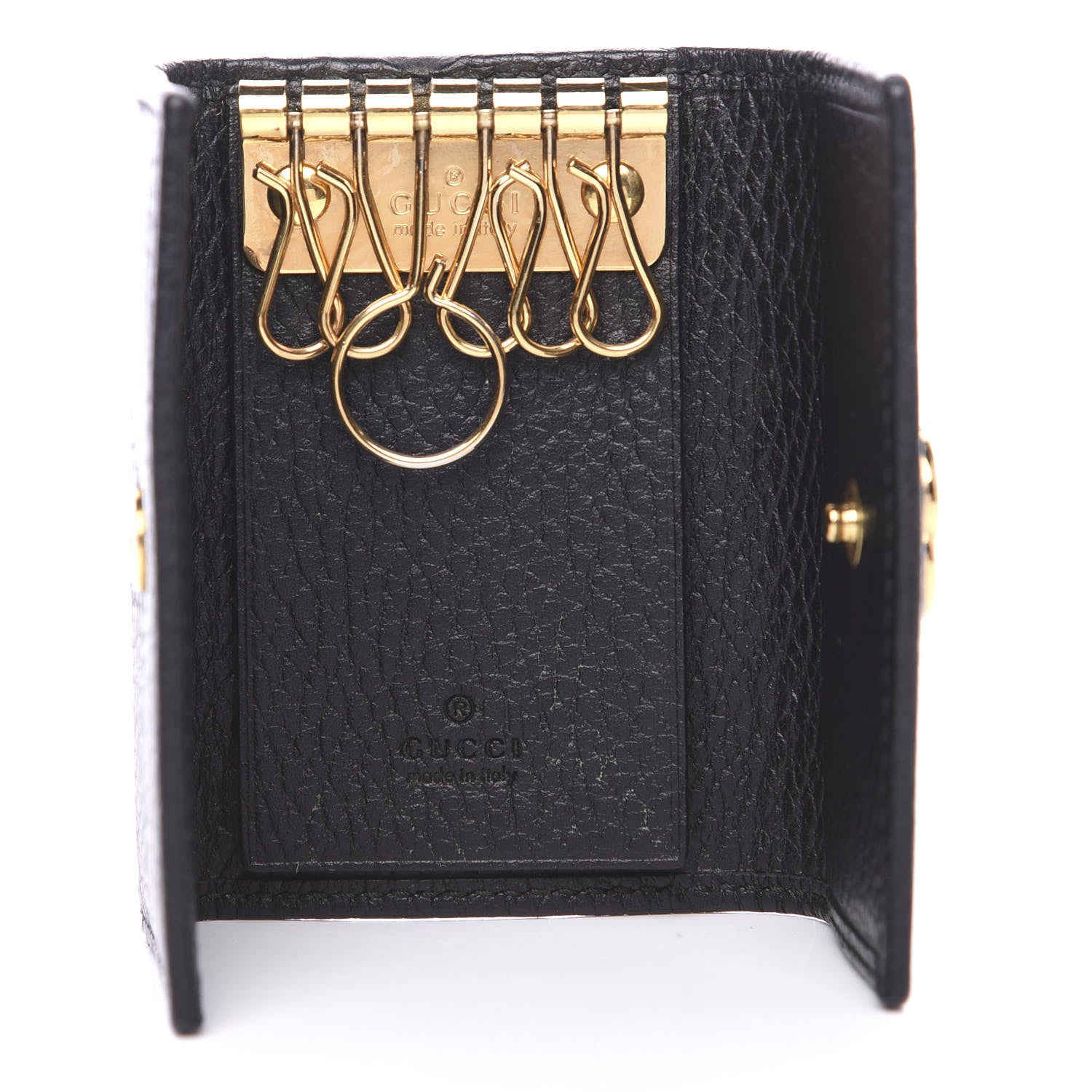 Gucci Pebbled Calfskin GG Marmont 6 Key Holder Black 4 of 7