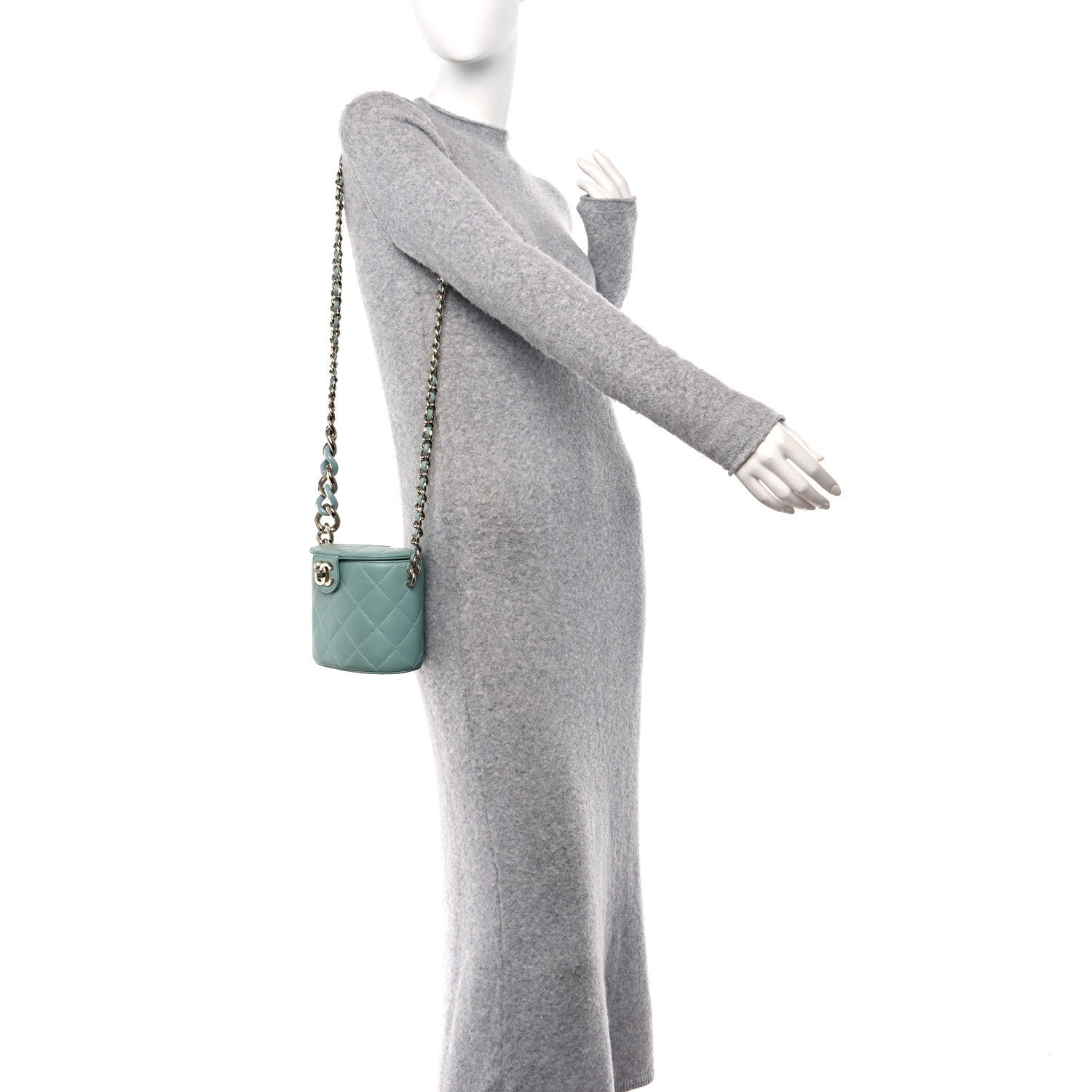Chanel Lambskin Resin Elegant Chain Vanity Case Light Blue 2 of 14