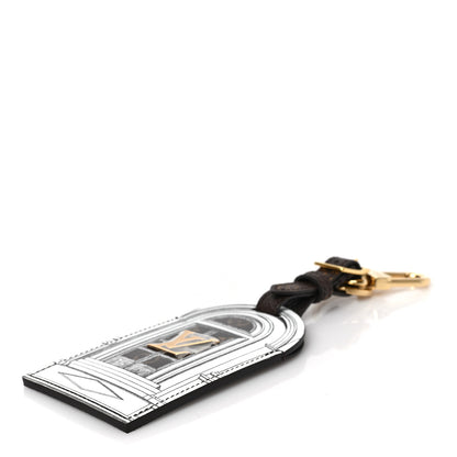 Louis Vuitton X FORNASETTI Calfskin Architettura Luggage Tag Bag Charm Key Holder Black White 5 of 5