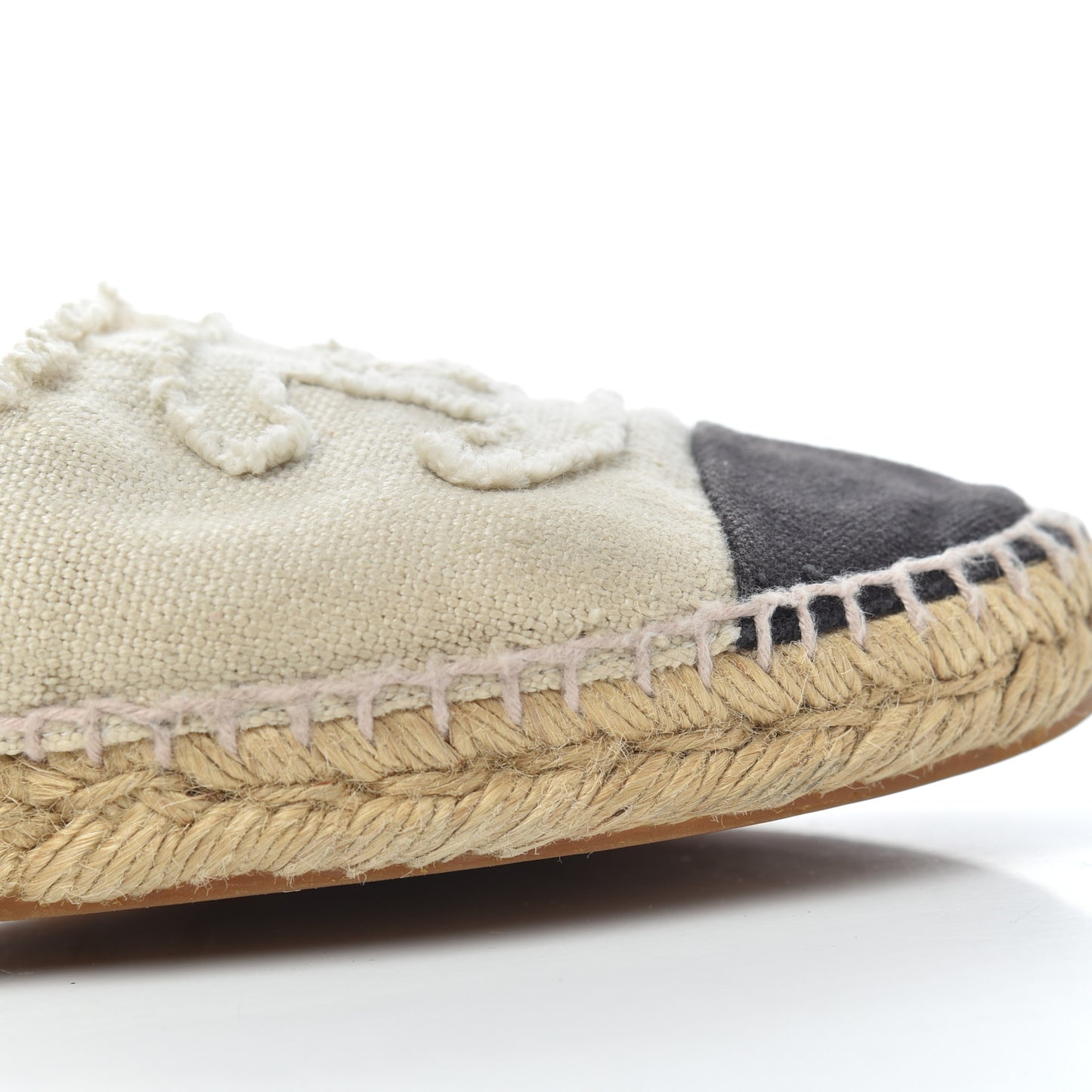 Linen CC Espadrilles 38 Beige Black
