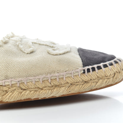 Chanel Linen CC Espadrilles 38 Beige Black 21 of 23