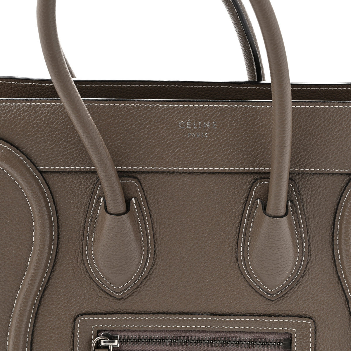 Celine Drummed Calfskin Micro Luggage Souris 7 of 11