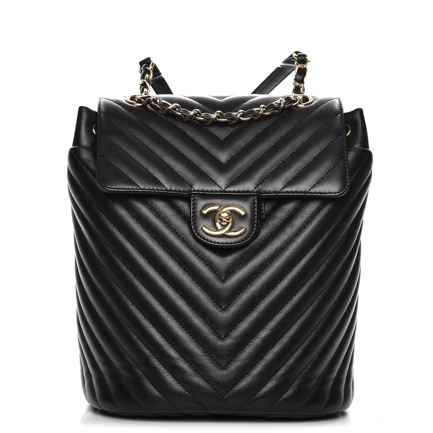 Calfskin Chevron Quilted Small Urban Spirit Backpack Black