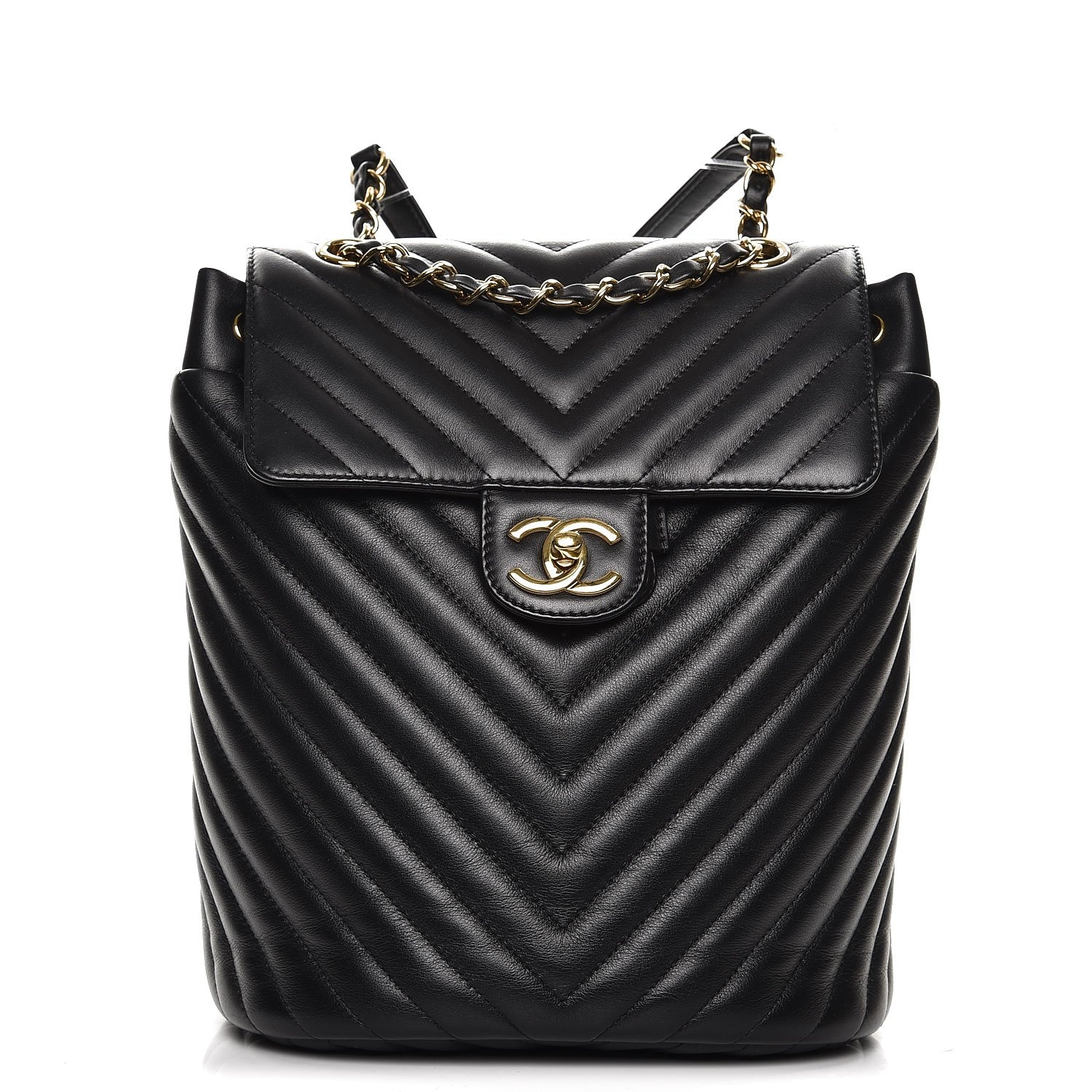 Chanel Calfskin Chevron Quilted Small Urban Spirit Backpack Black 1 of 8