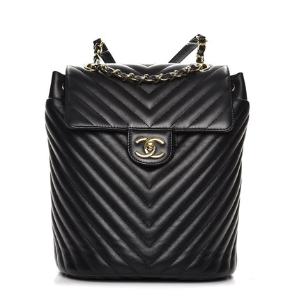Chanel Calfskin Chevron Quilted Small Urban Spirit Backpack Black 1 of 8