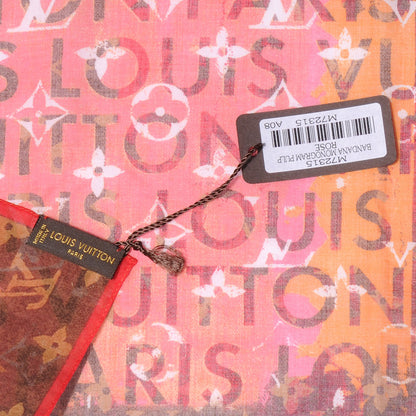 Louis Vuitton Cotton Monogram Pulp Bandana Square Scarf Rose 4 of 5