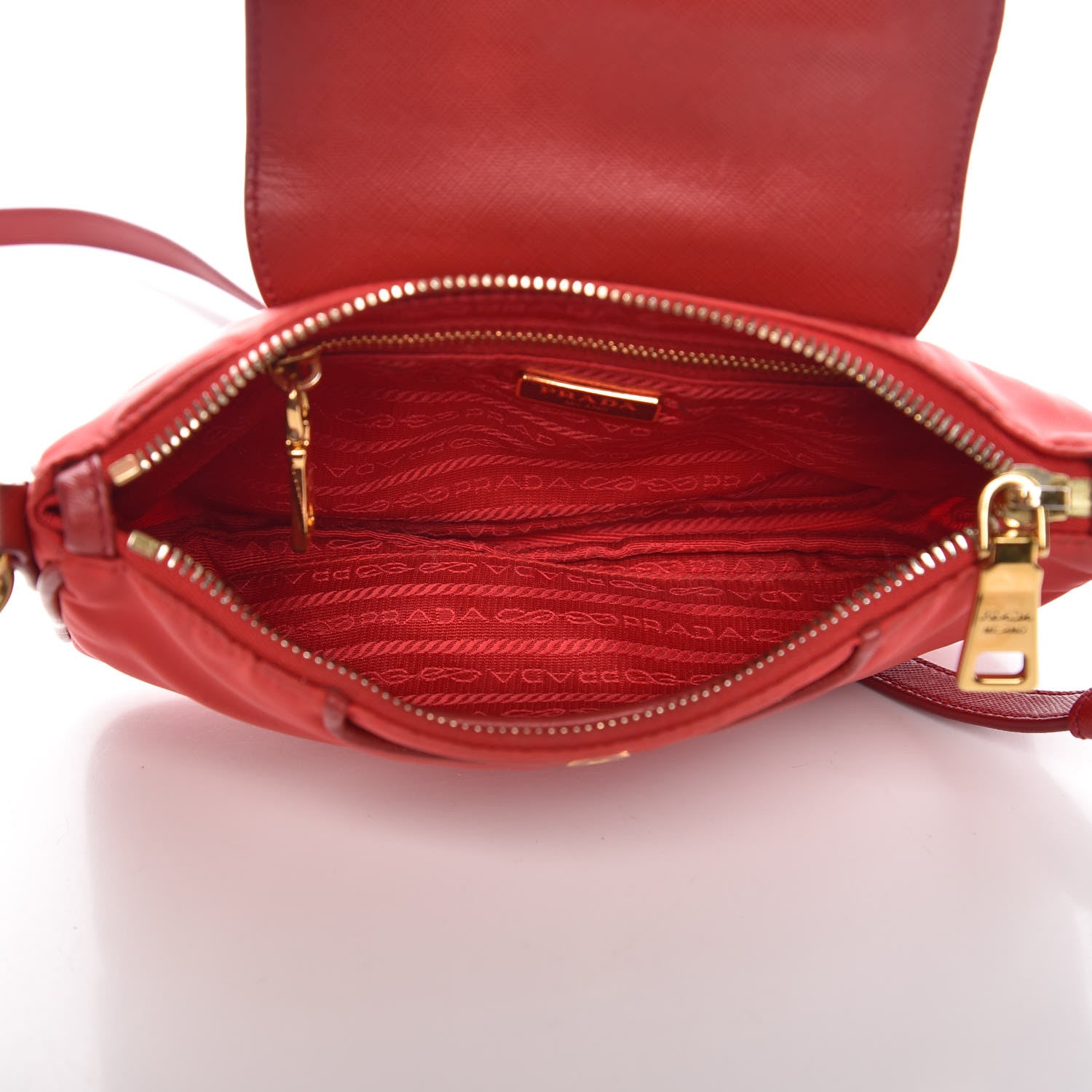 Prada Tessuto Nylon Saffiano Crossbody Bag Rosso 5 of 17