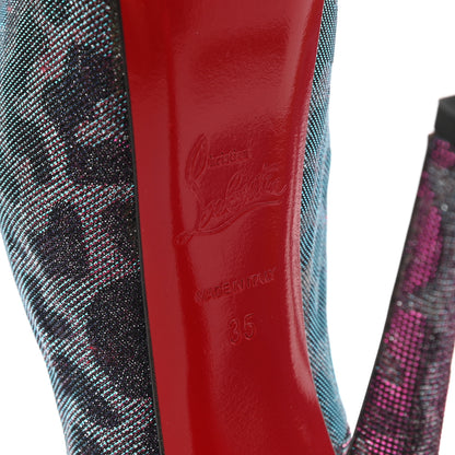 Christian Louboutin Lame Leopard Highness 160 Pumps 35 Turquoise Violet 6 of 9