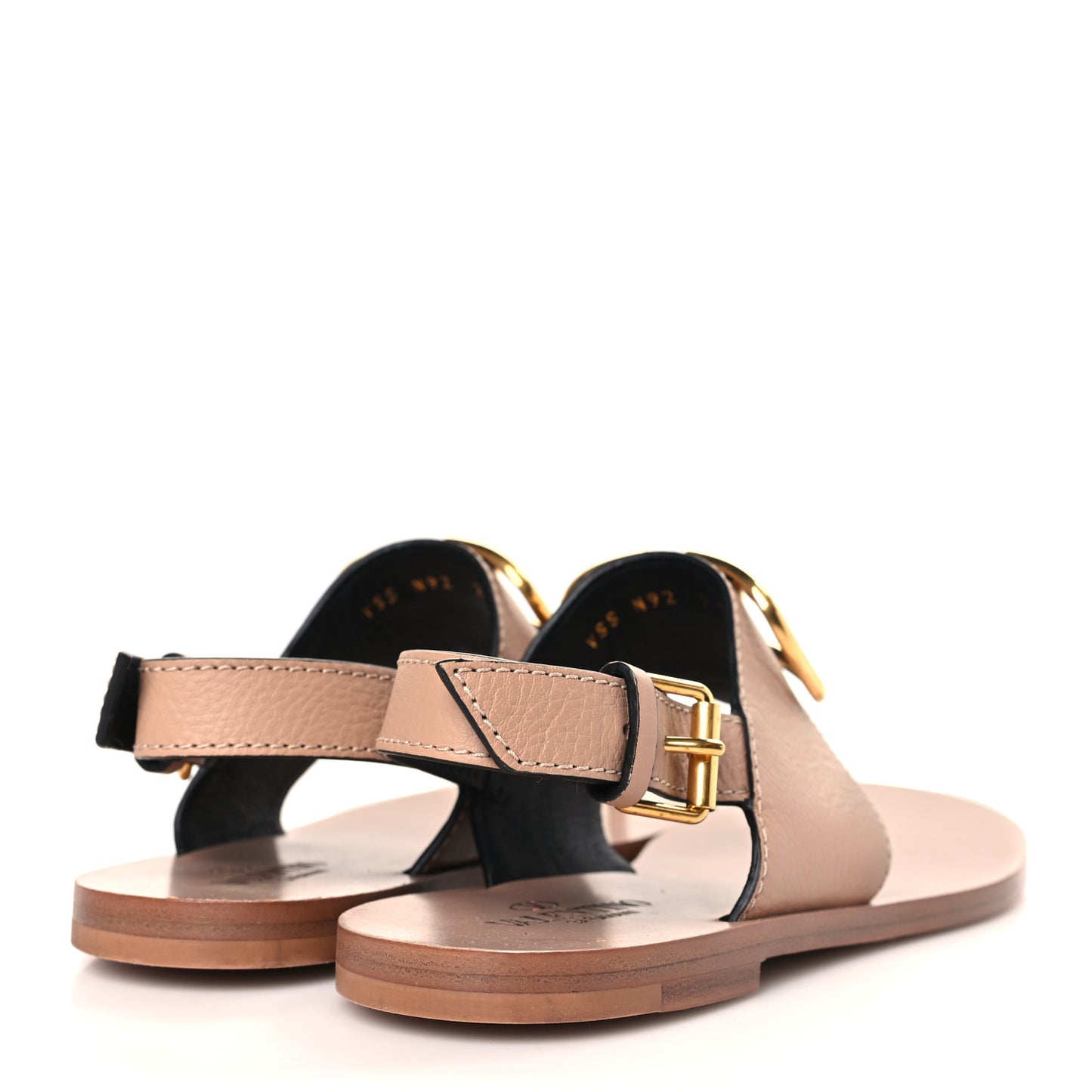 Grainy Cowhide Vlogo Slingback Flat Thong Sandals 35.5 Rose Cannelle