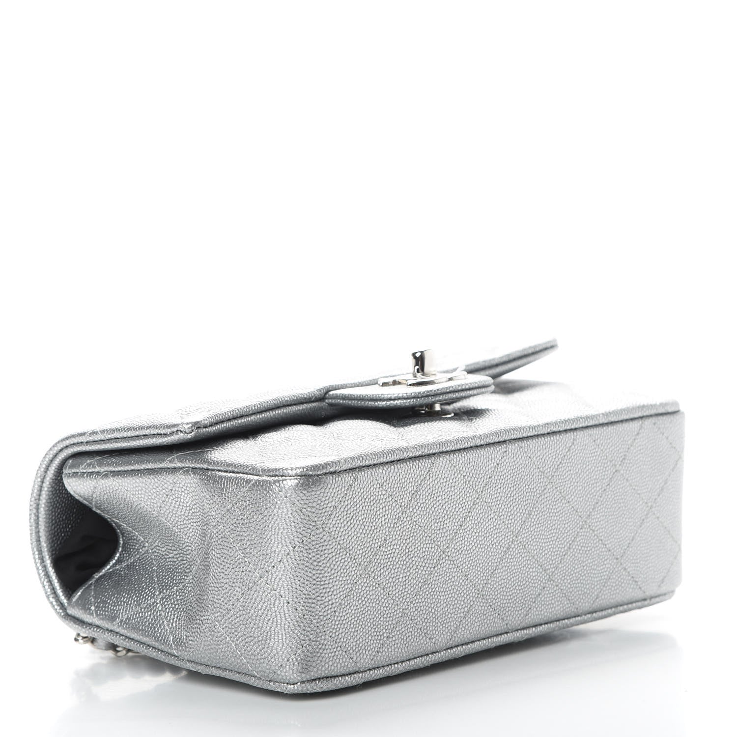 Chanel Metallic Caviar Quilted Mini Top Handle Rectangular Flap Silver 4 of 10