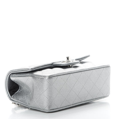 Chanel Metallic Caviar Quilted Mini Top Handle Rectangular Flap Silver 4 of 10