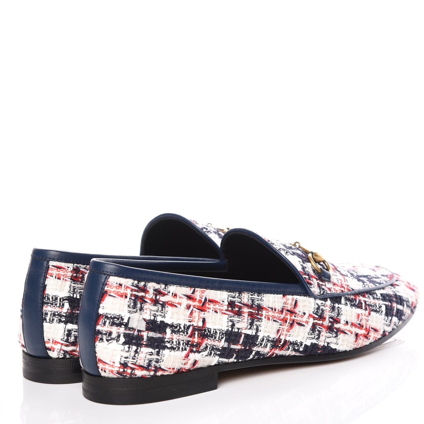 Tweed Check Horsebit Womens Jordaan Loafers 39 Gardenia Ink Blue Agata