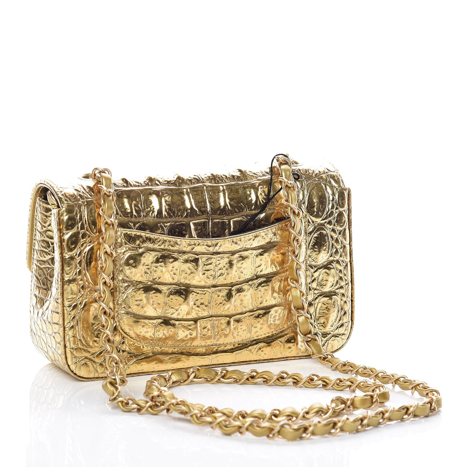 Chanel Metallic Calfskin Crocodile Embossed Cocodile Rectangular