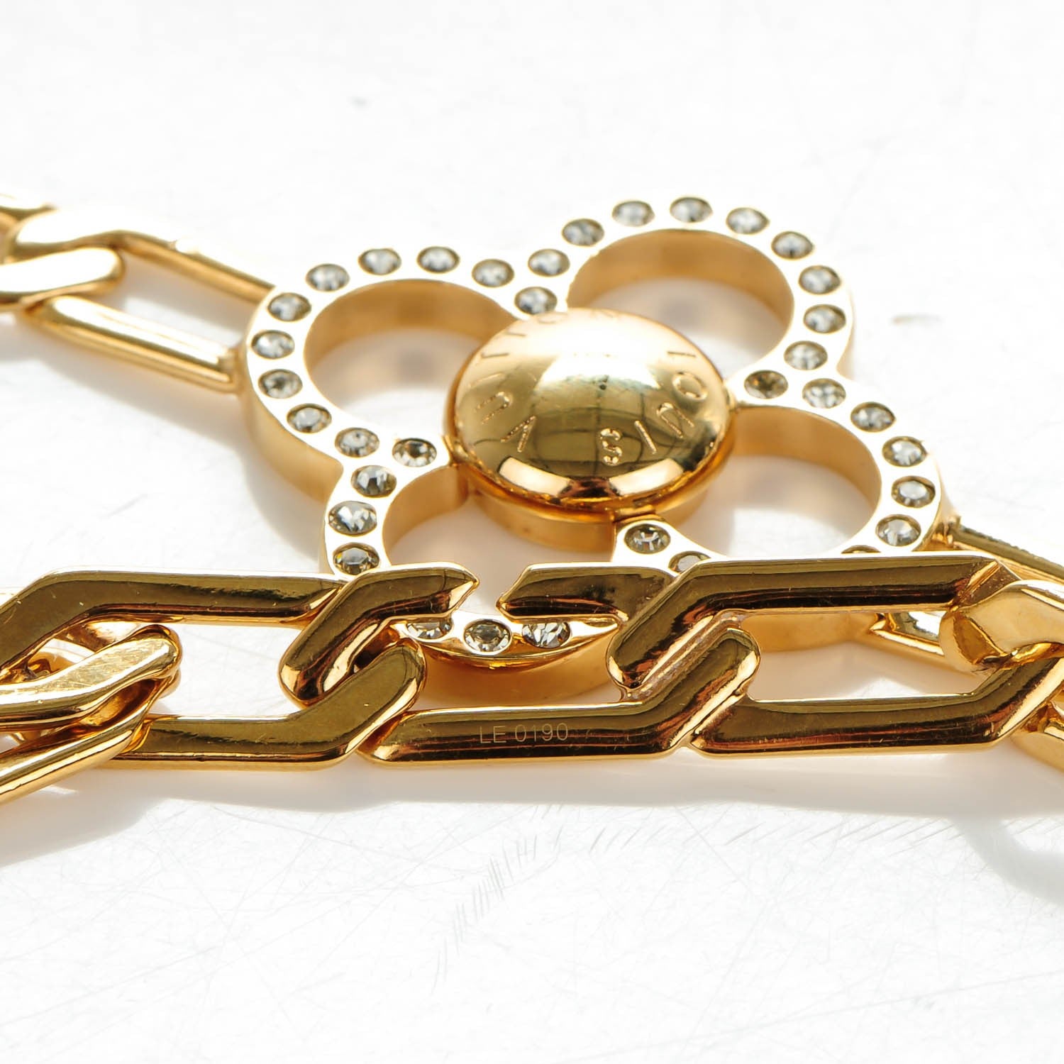 Louis Vuitton Monogram Multicolor Swarovski Crystal Flower Power Sautoir Necklace Gold 4 of 7