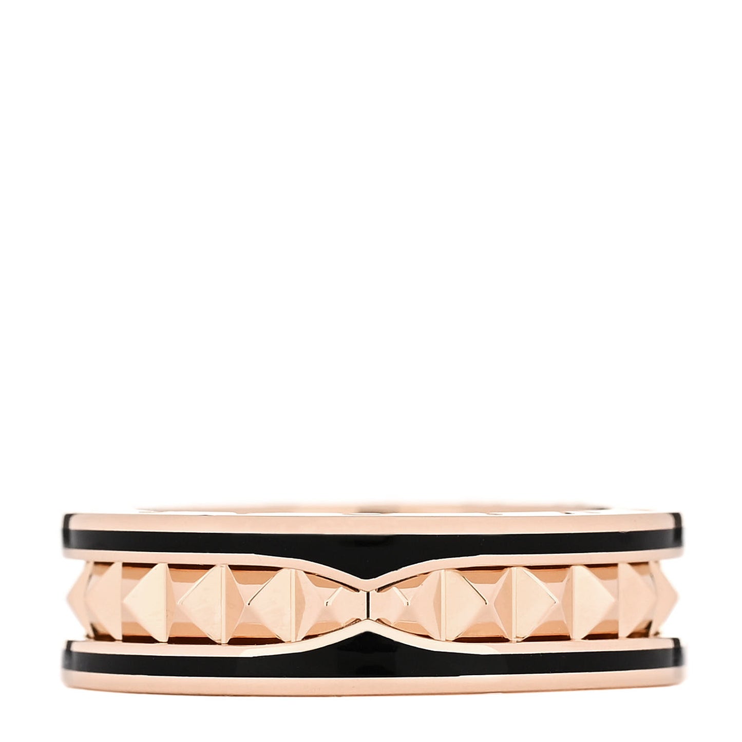 18K Rose Gold Black Ceramic B.Zero1 Rock One-Band Ring 60 9.25