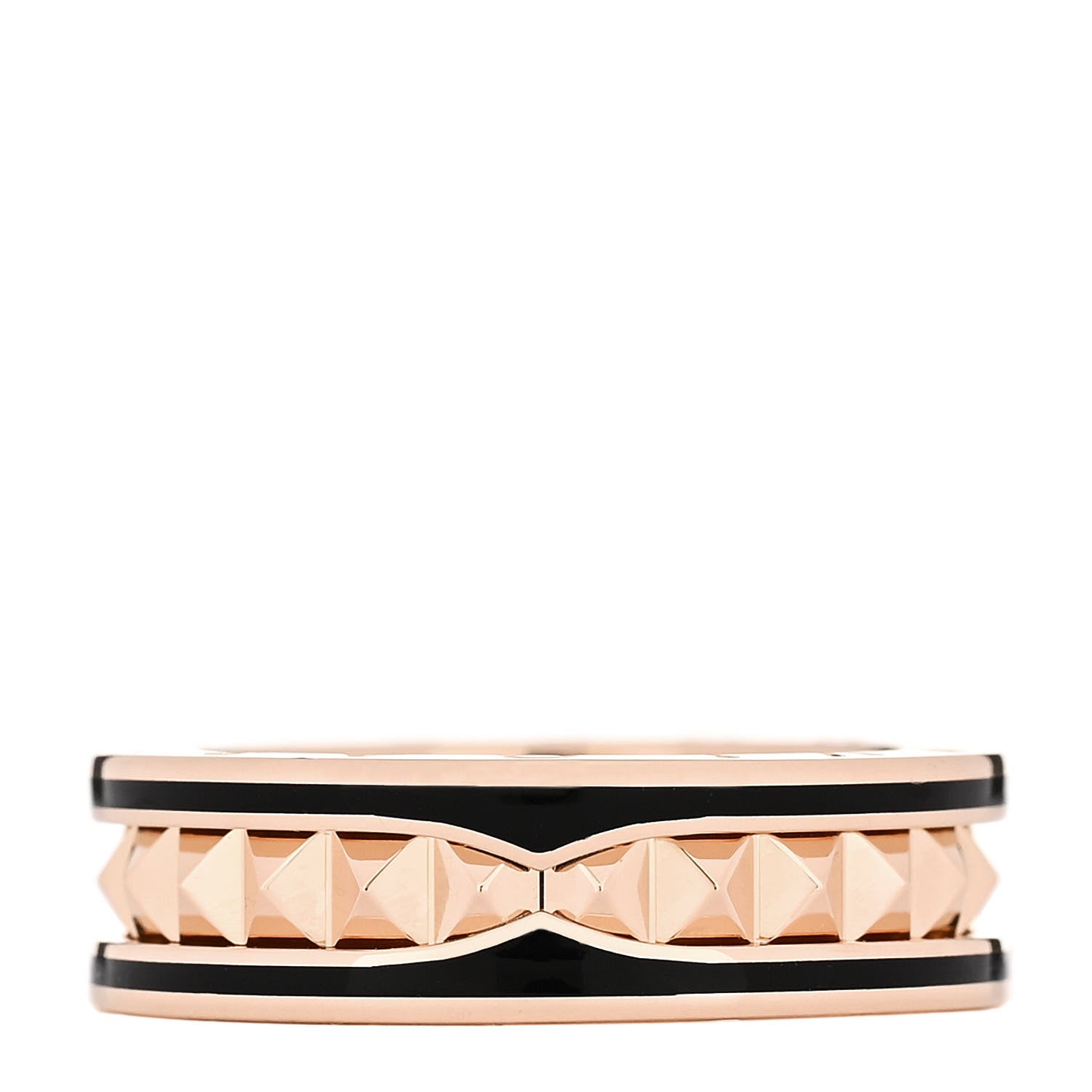 Bulgari 18K Rose Gold Black Ceramic B.Zero1 Rock One-Band Ring 60 9.25 1 of 5