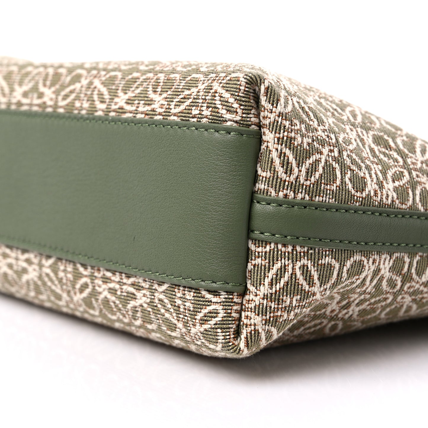 Jacquard Anagram Calfskin Mini Flamenco Knot Clutch Avocado Green