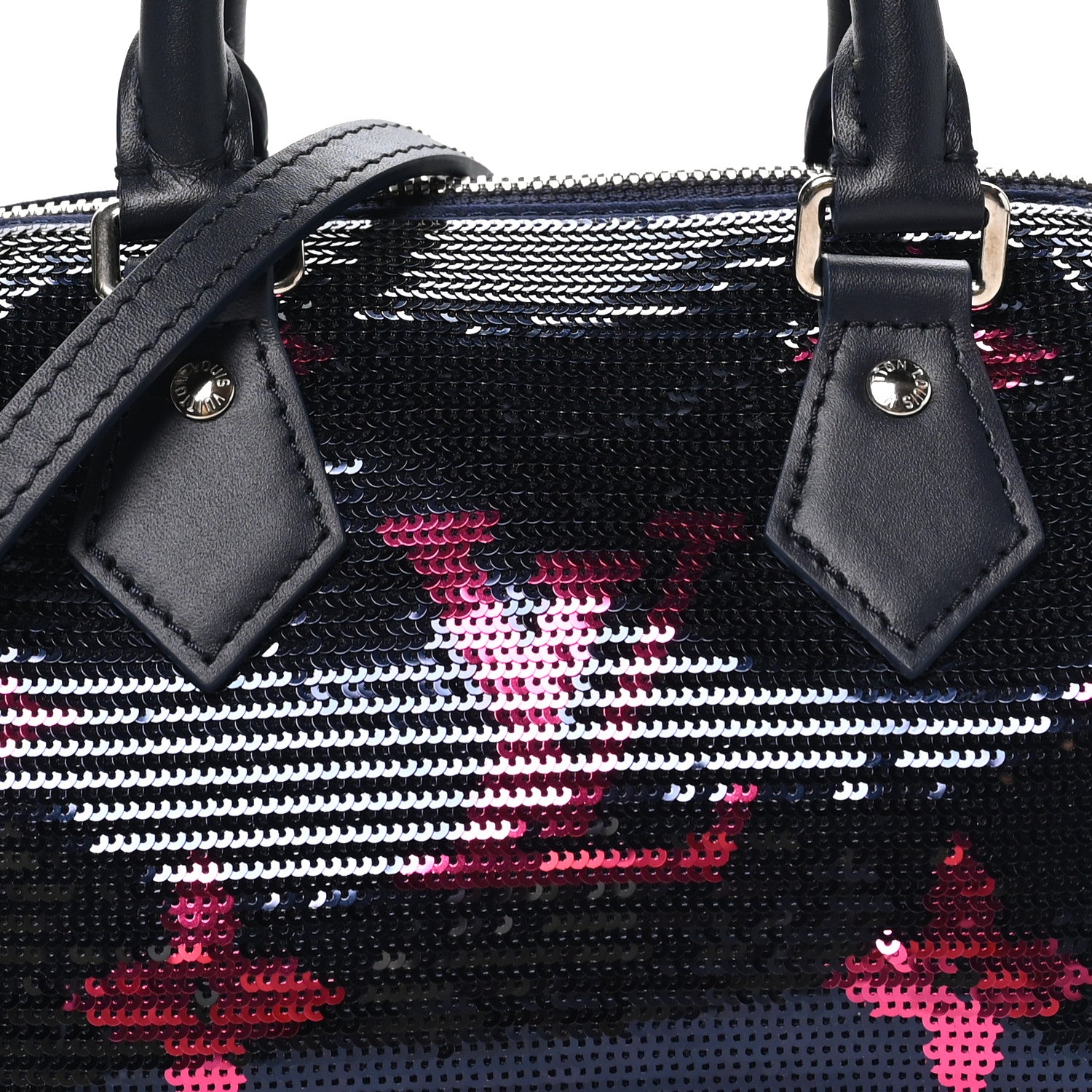 Louis Vuitton Giant Monogram Sequins Speedy Bandouliere 18 Navy Fuchsia 6 of 8