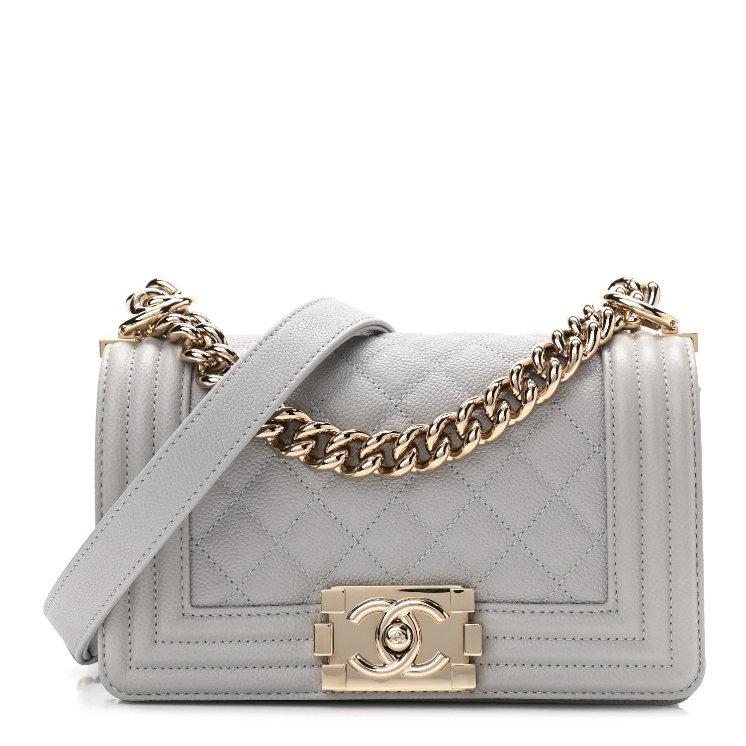 Chanel Caviar Quilted Small Boy Flap Light Grey 1 of 11